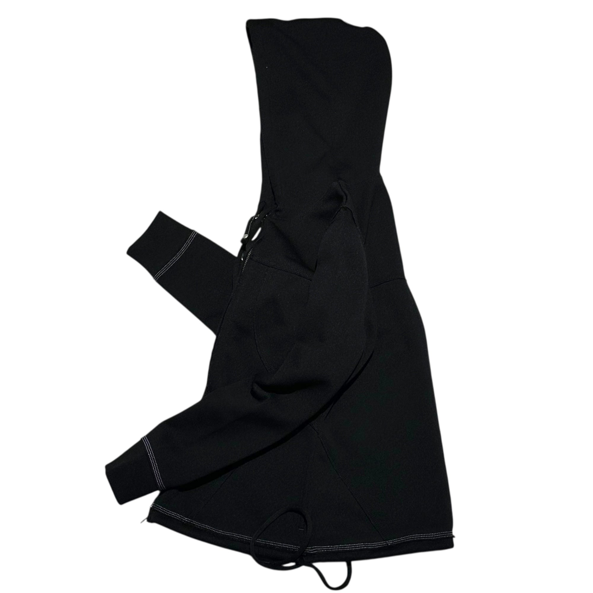 MARITHE FRANCOIS GIRBAUD(マリテフランソワジルボー) 00's Drawstring Hem Polyester Zip Hoodie 裾 ドロー コード ポリエステル ジップ パーカー F7-6441 S ブラック Y2K