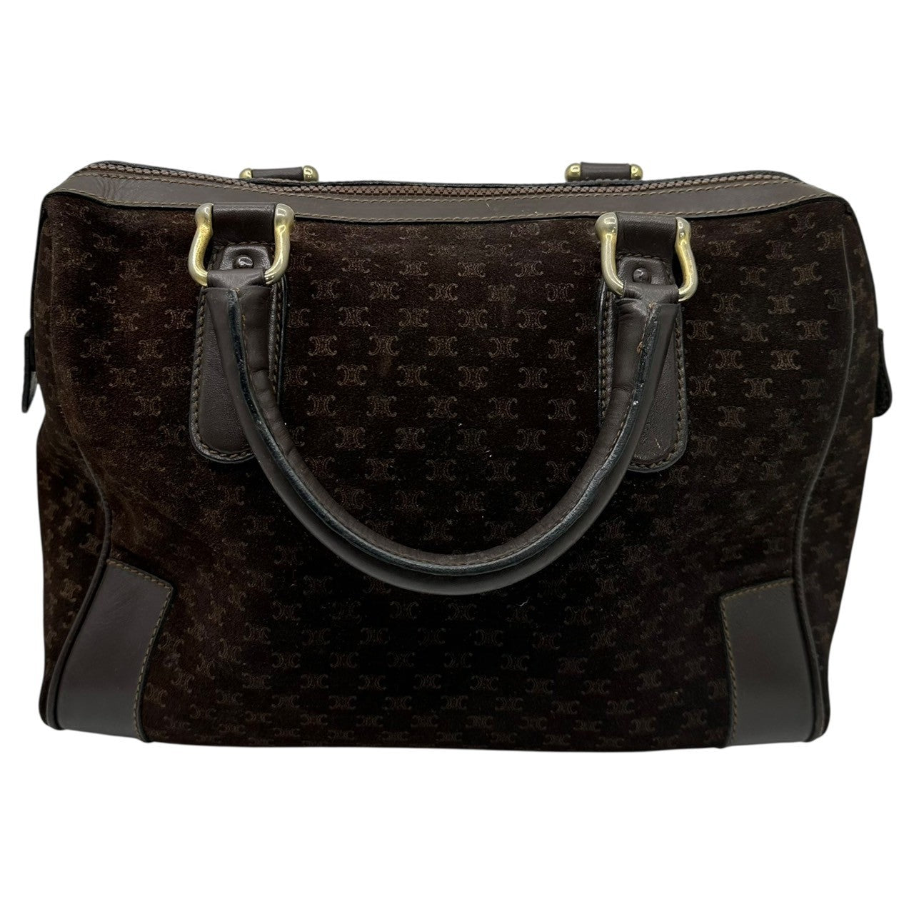 CELINE(セリーヌ) Macadam Pattern Suede Boston Bag マカダム柄 スウェード ボストン バッグ ブラック OLD オールド ヴィンテージ ミニ