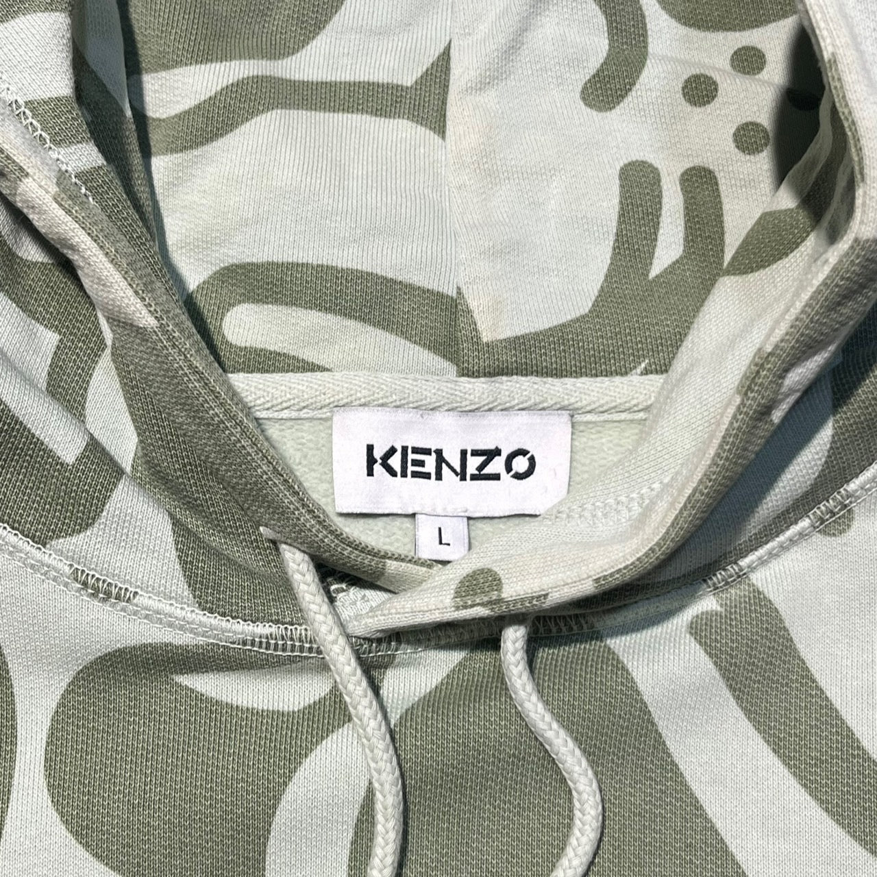 KENZO(ケンゾー) K-Tiger Print Oversized Hoodie/タイガーロゴ刺繍パーカー FB55SW5384MY L グリーン
