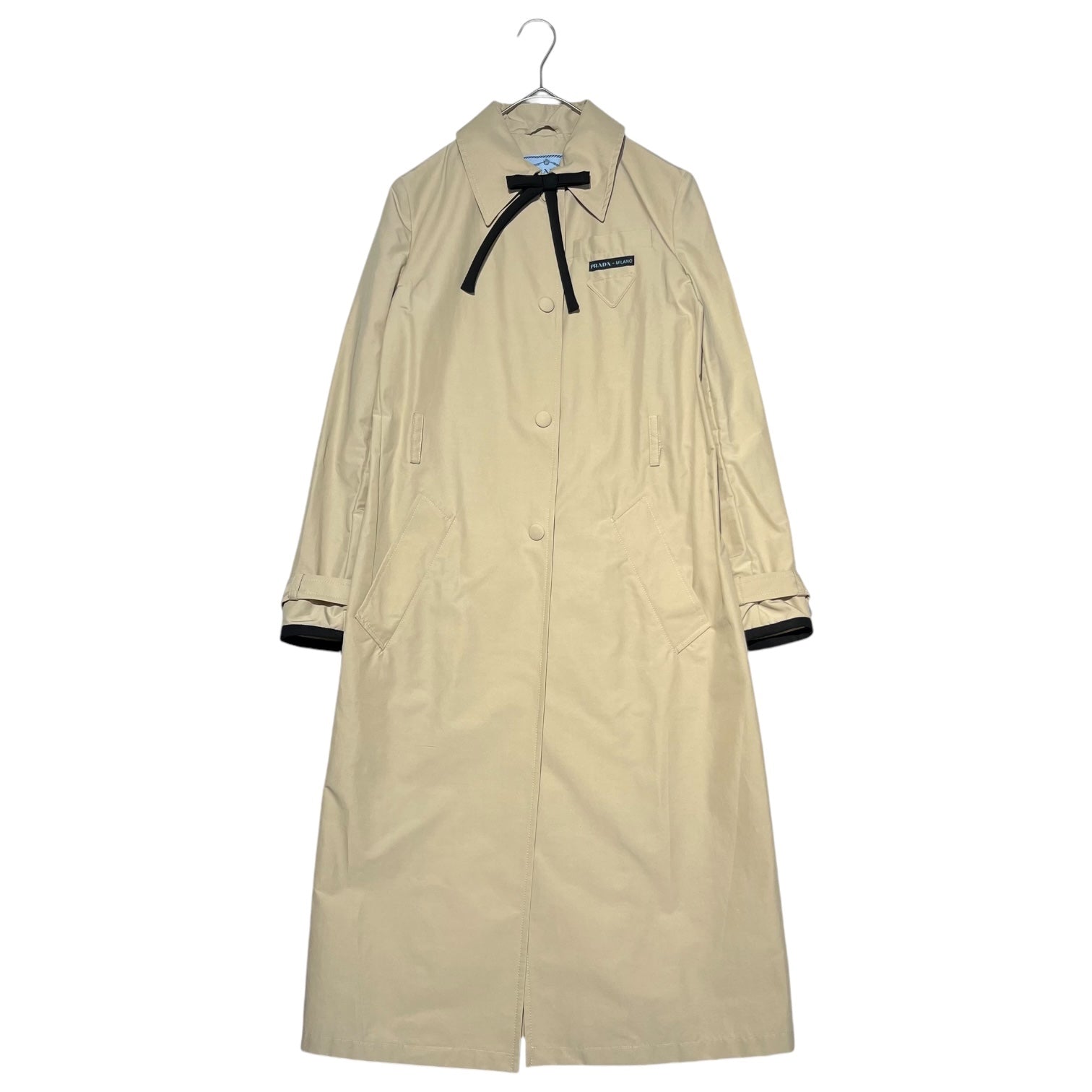 PRADA(プラダ) 19SS Ribbon decoration long trench coat リボン装飾 ロング トレンチコート 29X543 38(S程度) ベージュ 三角ロゴ