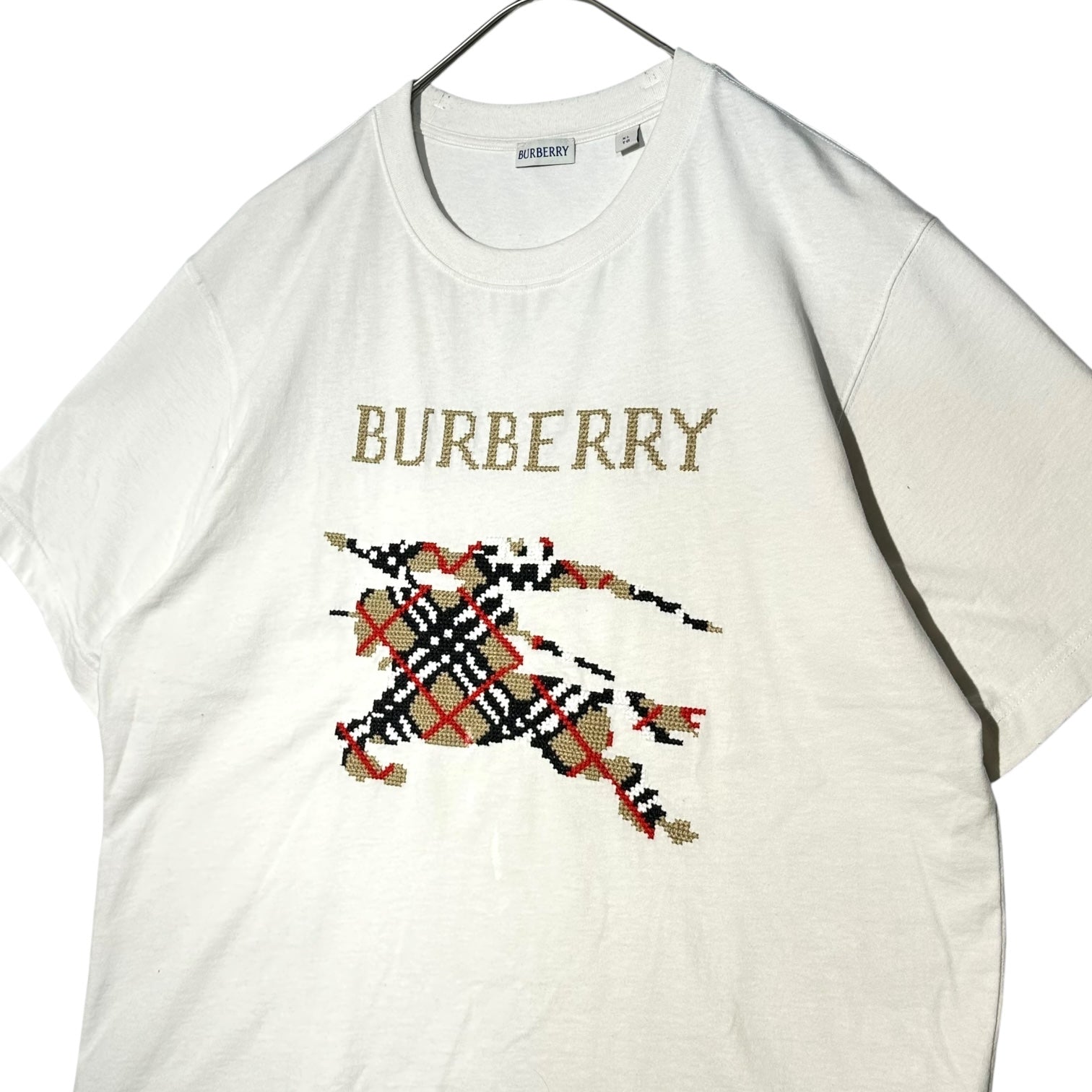 BURBERRY(バーバリー) Cross Stitch EKD Cotton T-Shirt クロス ステッチ EKD コットン Tシャツ XL ホワイト