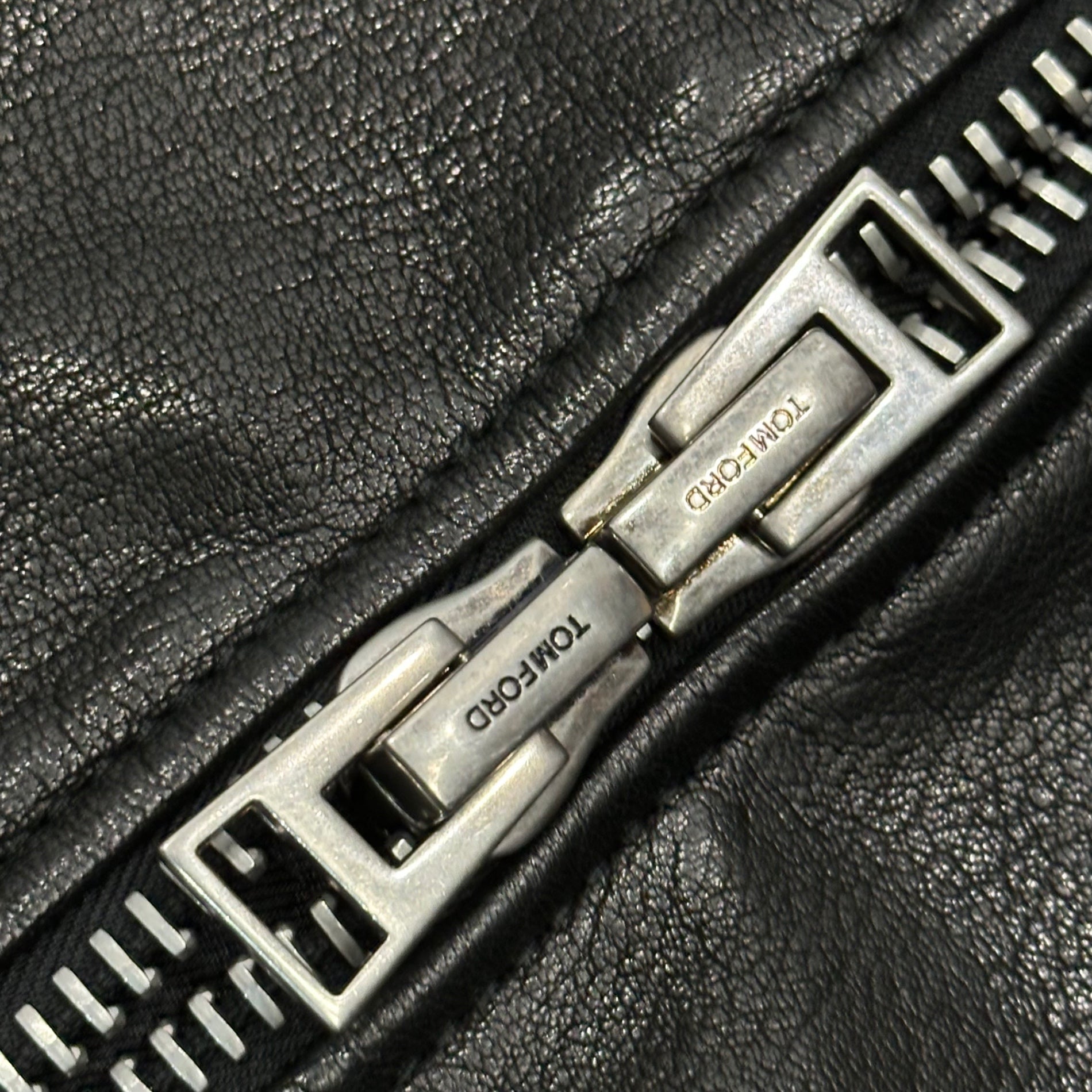 TOM FORD(トムフォード) Zip-Up Leather Jacket ジップアップ レザー ジャケット TFL467 44 ブラック