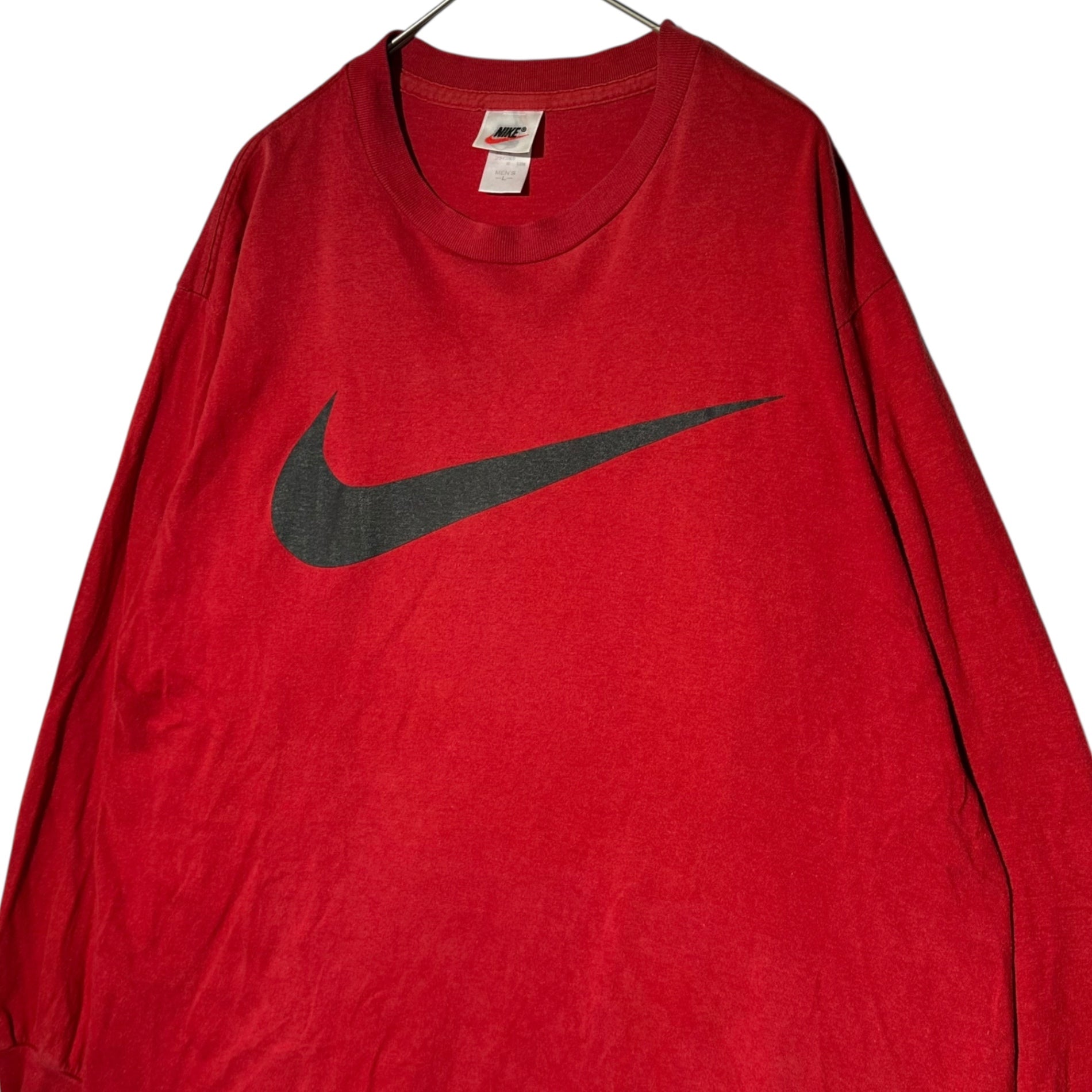 NIKE(ナイキ) 90's Big Swoosh Print L/S T-Shirt ビッグ スウッシュ プリント 長袖 Tシャツ VLA080 ACYT L レッド 90年代 ヴィンテージ 白タグ 刺繍