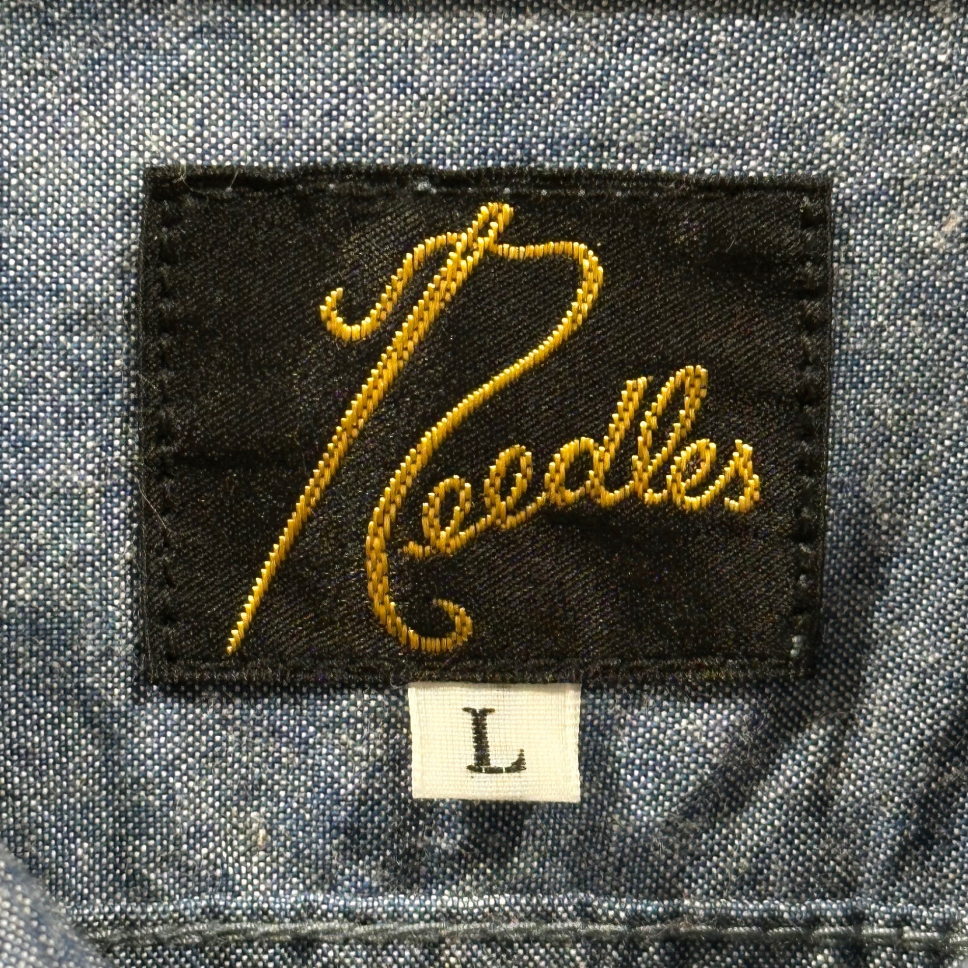 NEEDLES(ニードルズ) 23SS S/S Work Shirt ショートスリーブ ワークシャツ KP387 L ブルー 半袖 ワンポイント
