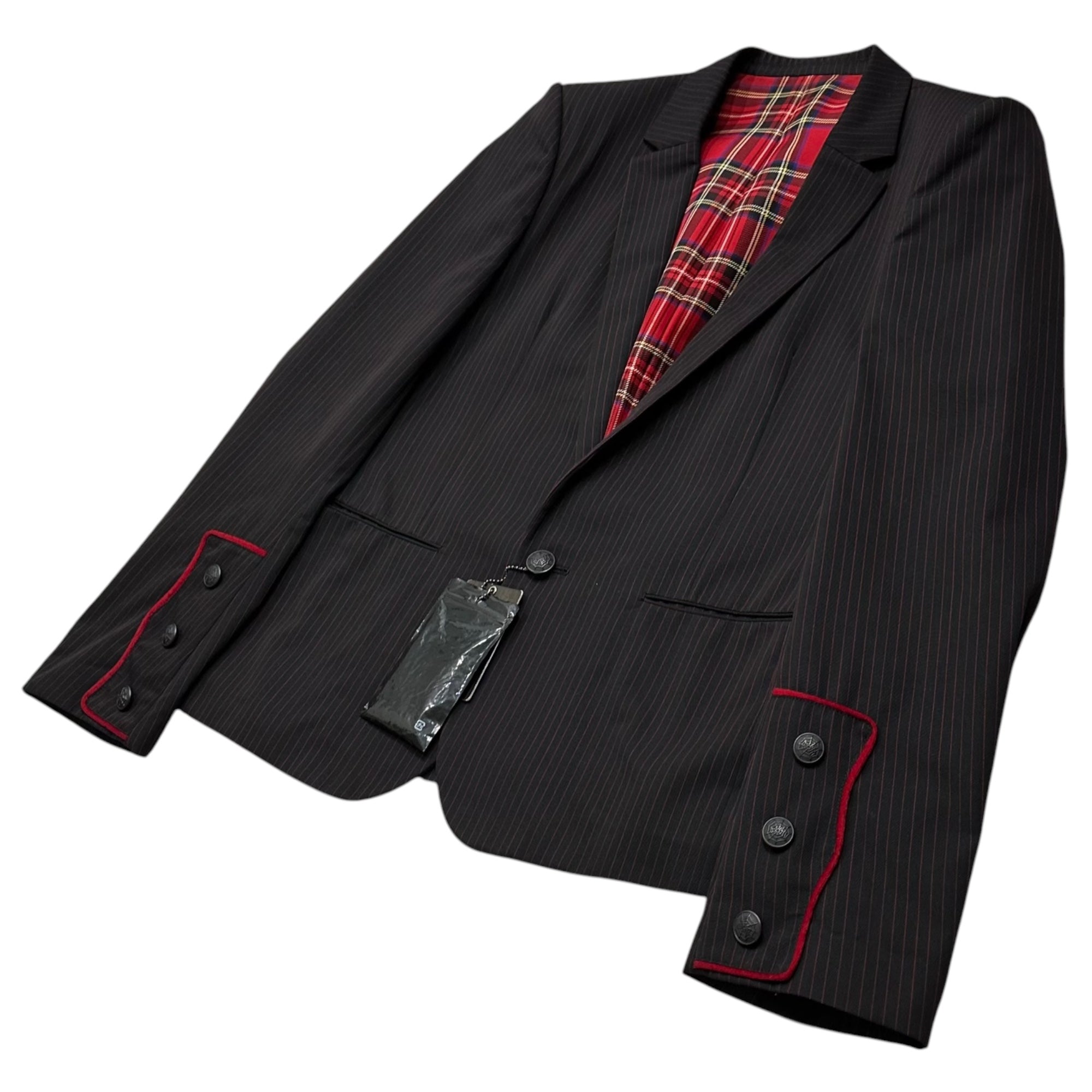 NUMBER (N)INE(ナンバーナイン) 2005SS ”Night Crawler” Pinstripe Tailored Jacket ナイトクローラー期 ピンストライプ テーラード ジャケット S05-NJ002B 3 ブラック×レッド テーラード 00's