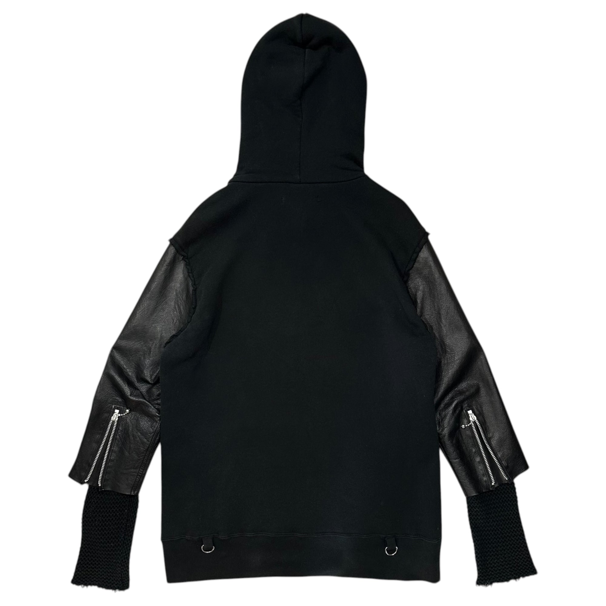 UNDERCOVERISM(アンダーカバイズム) 03AW Paper Doll Period Sleeve Leather Pullover Hoodie ペーパードール期 袖 レザー プルオーバー パーカー フーディー V281 M ブラック 2003年 パリコレ参加初の秋冬コレクション 稀少アイテム アンダーカバー