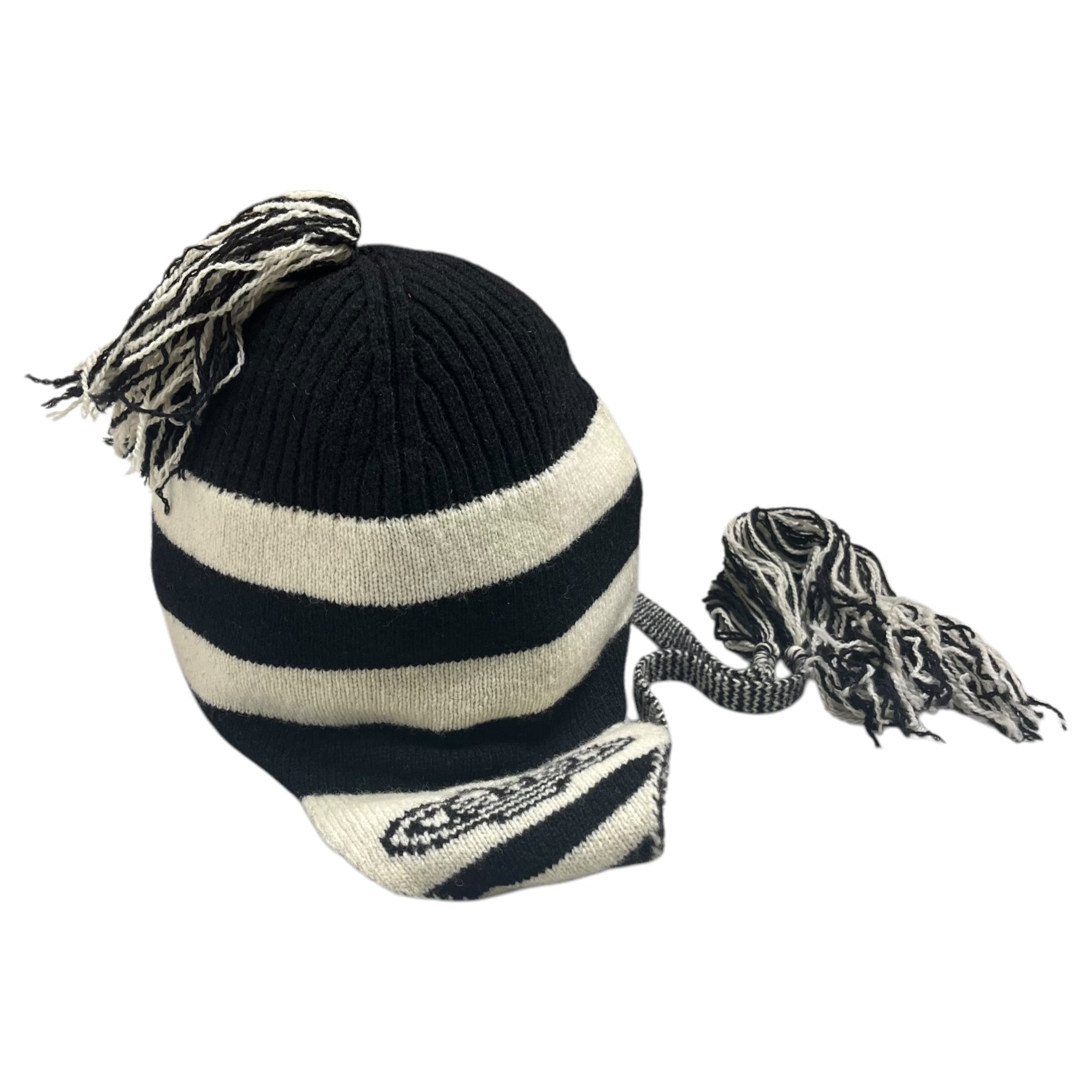 Vivienne Westwood(ヴィヴィアンウエストウッド) Reprint knit hat with ear flaps 復刻 耳当て付き ニット帽 FREE アイボリー×ブラック 正規タグ付属