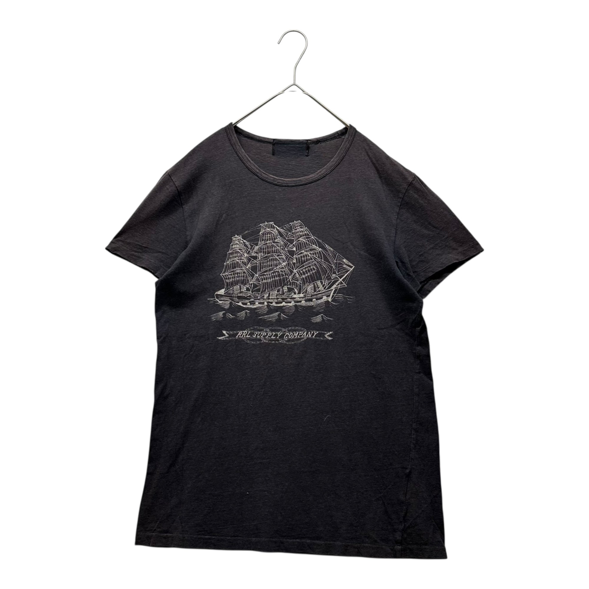 RRL(ダブルアールエル) Vintage-Washed Crew Neck T-Shirt ヴィンテージ加工 クルーネック Tシャツ ブラック(フェード強め)