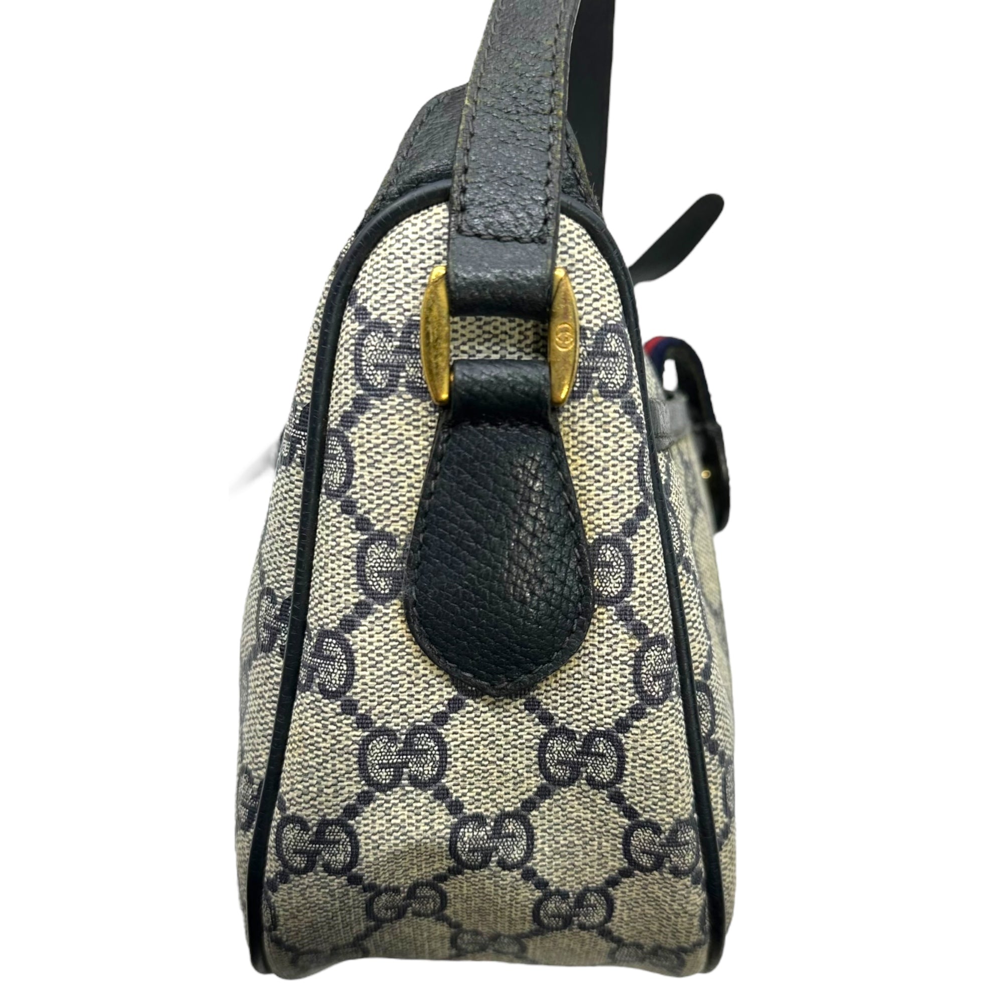 GUCCI(グッチ) GG Sherry Line Mini Shoulder Bag GG キャンバス シェリーライン ミニ ショルダー バッグ 89・02・032 グレー×ネイビー OLD ヴィンテージ オールド