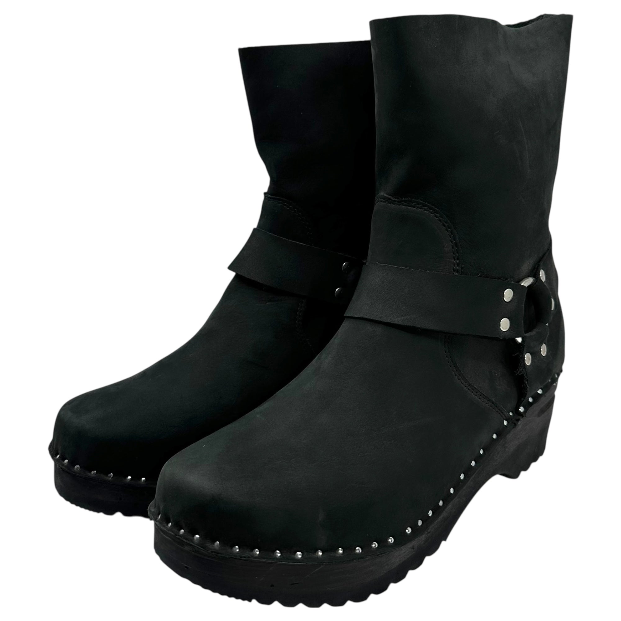 NEEDLES×Troentorp(ニードルズ×トロエントープ) 21AW Troentorp Harness Clog Boots - Nuback トロエントルプ ハルネス クロッグ ブーツ - ヌバック JO319 41(約26.5-27cm) ブラック スタッズ ウエスタン ハーネス