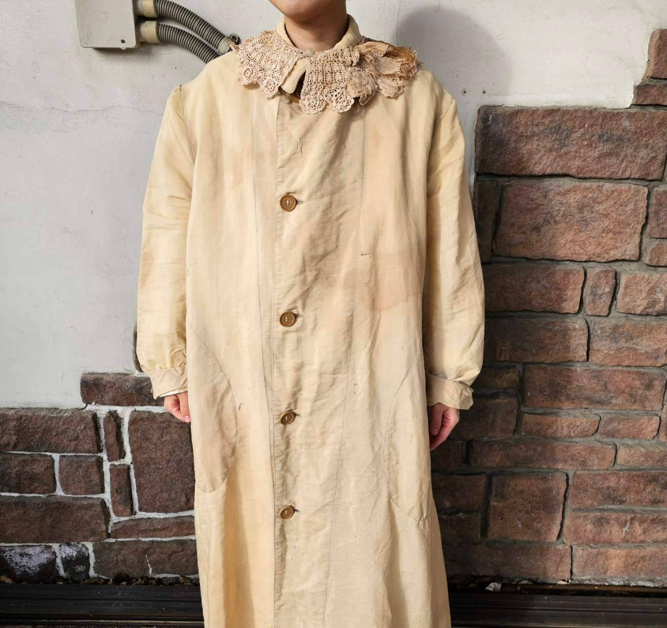 Euro vintage(ヨーロッパヴィンテージ) the cotton delicate lace collar 繊細な花模様レースのコットンつけ襟 ベージュ