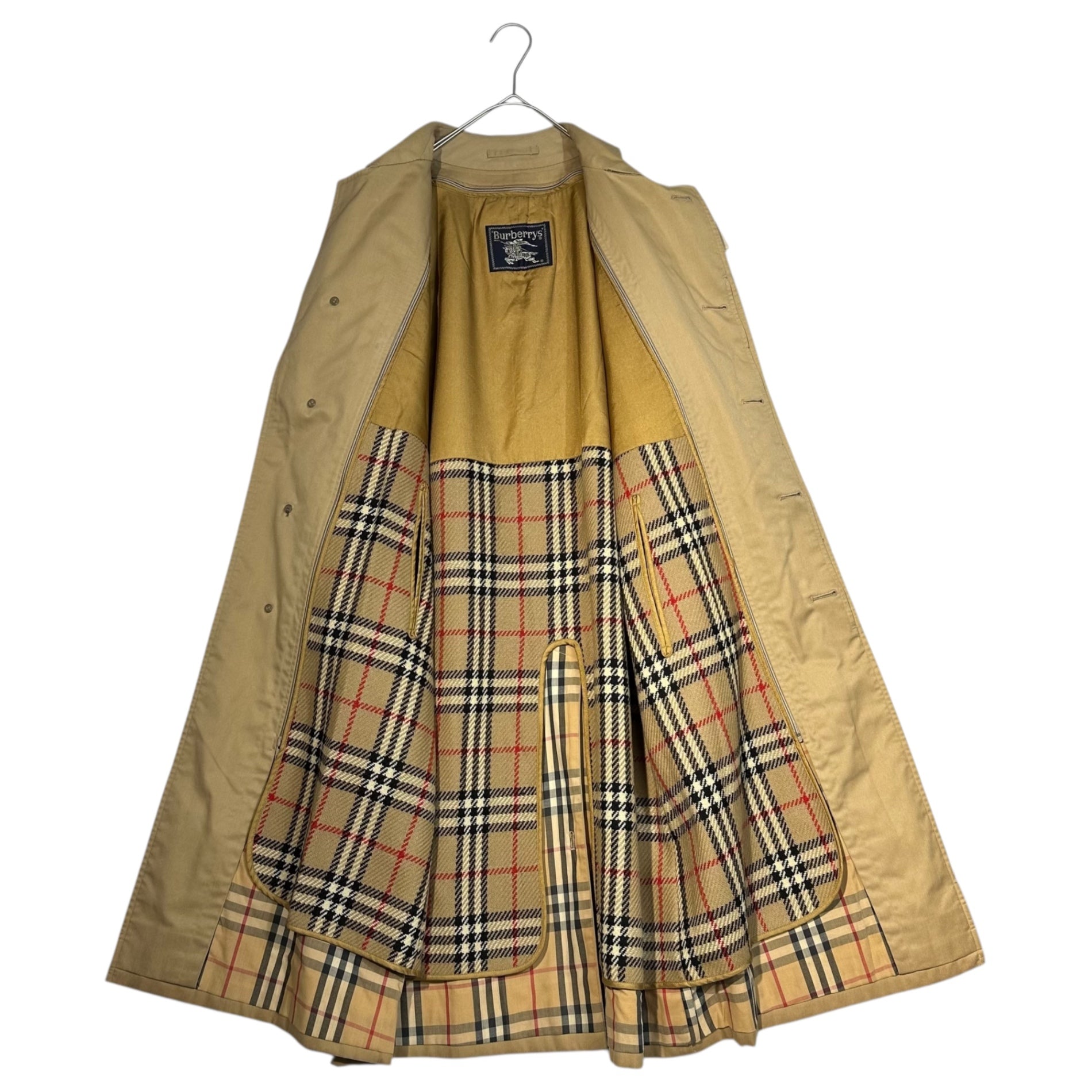 Burberry’s(バーバリーズ) 80's~90's Nova Check Lining Stencil Collar Coat ノバチェック ライニング ステンカラー コート M ベージュ 80年代～90年代 ヴィンテージ ライナー付
