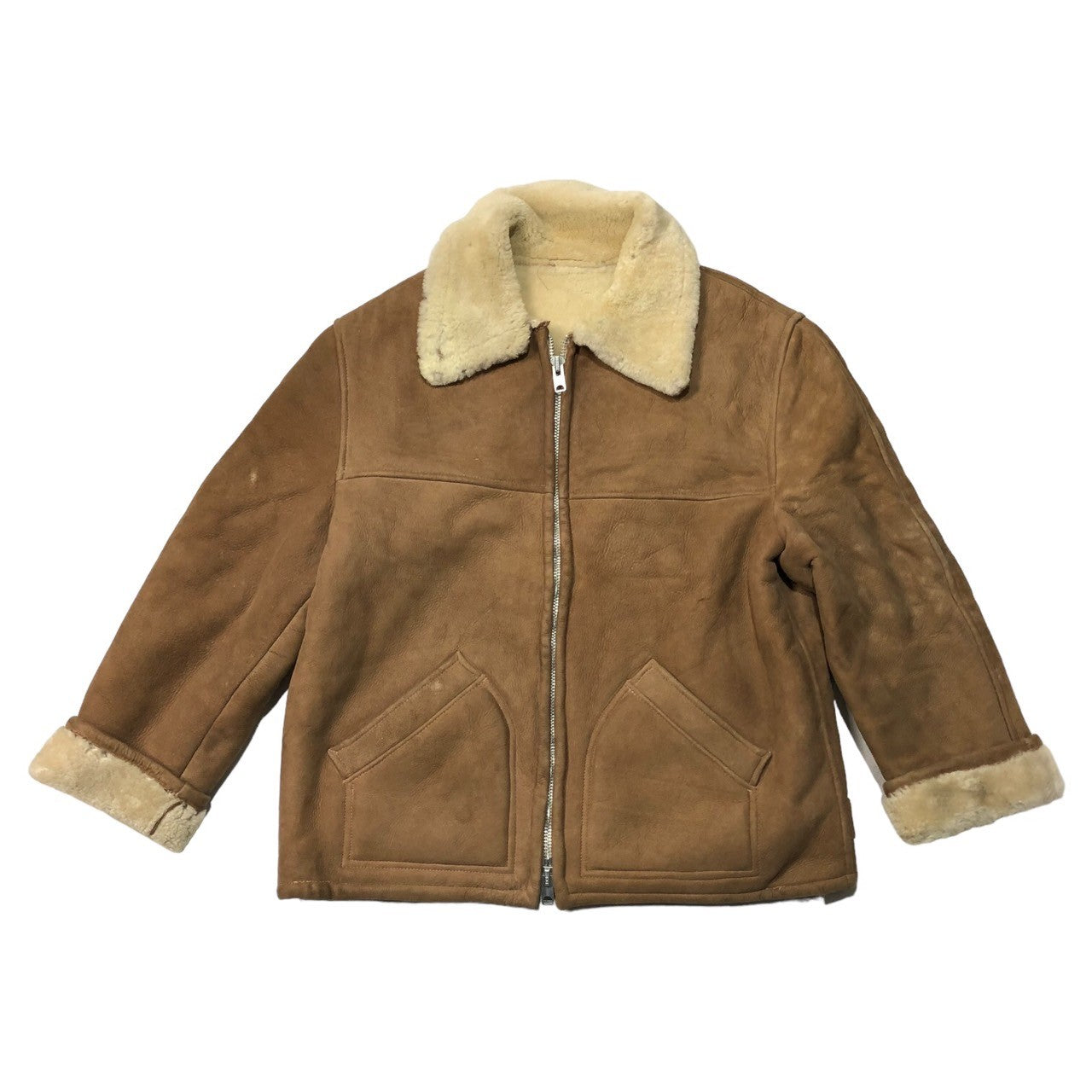 VINTAGE(ヴィンテージ) 80~90's genuine shearling jacket ムートンジャケット　ヴィンテージ ベージュ×アイボリー