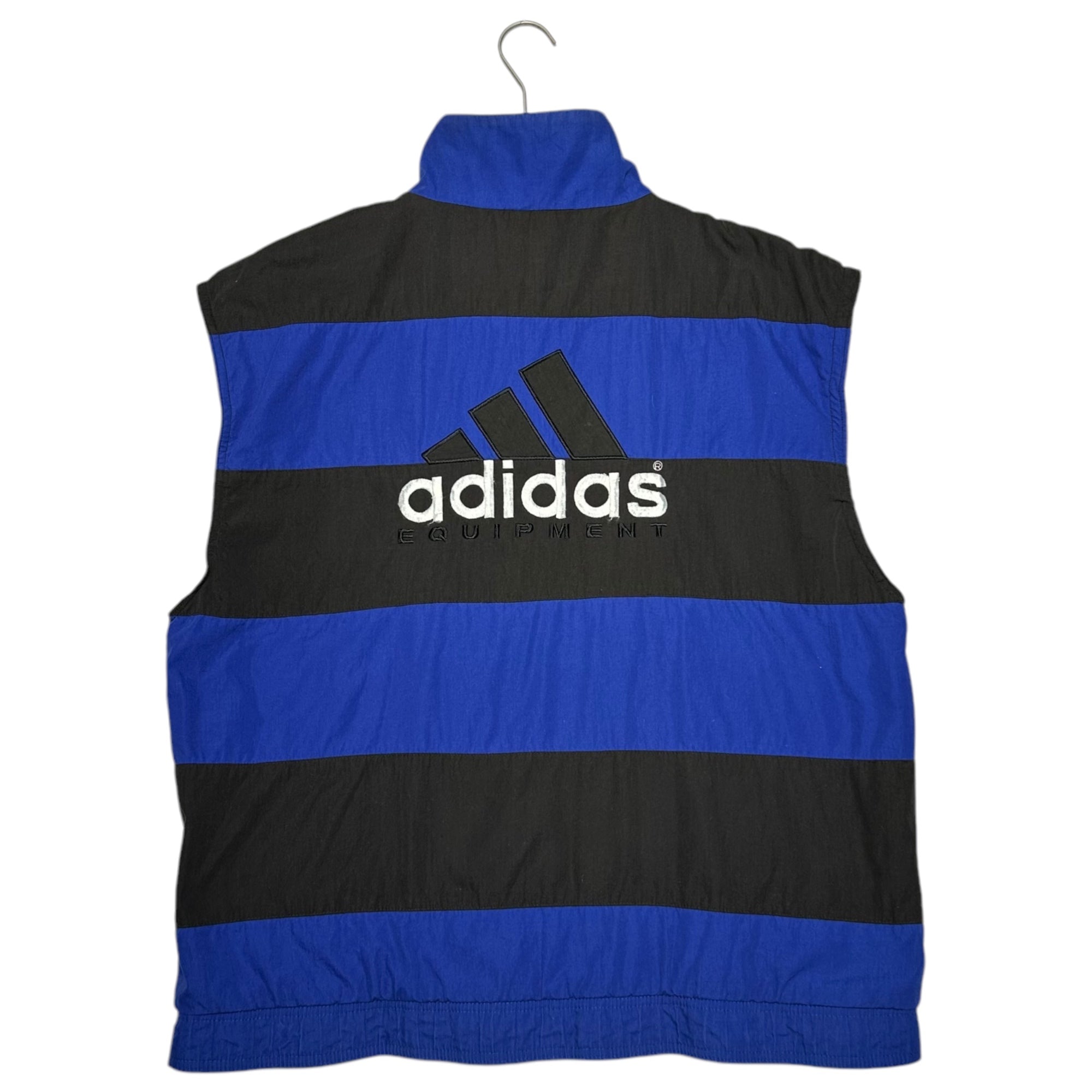 adidas(アディダス) 90's One-point logo border zip-up vest ワンポイントロゴ ボーダー ジップアップ ベスト 90年代 Y2K B-BOY L(実寸XL程度) ブルー×ブラック