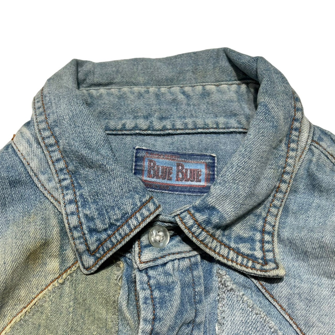 BLUE BLUE(ブルーブルー) 00's denim patchwork shirt デニム パッチワーク シャツ 2(M) インディゴ