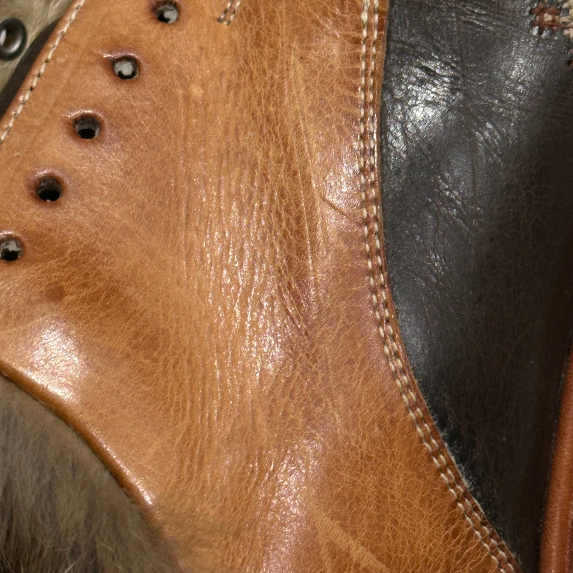 NUMBER (N)INE(ナンバーナイン) 2002AW Belt NOWHERE MAN Rabbit Fur Leather Shoes ラビットファー レザー レースレス シューズ ジョージ期 25cm ベージュ×ブラウン 革靴