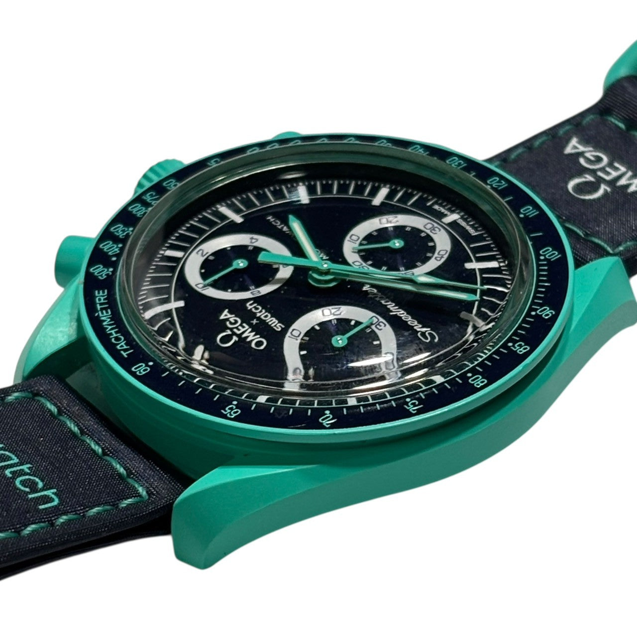 未使用 期間限定お値下げ イタリア カメルッチ・アルキヴィオ ダークグリーン小紋 OMEGA×SWATCH(オメガ×スウォッチ) Bioceramic Moonswatch Mission On