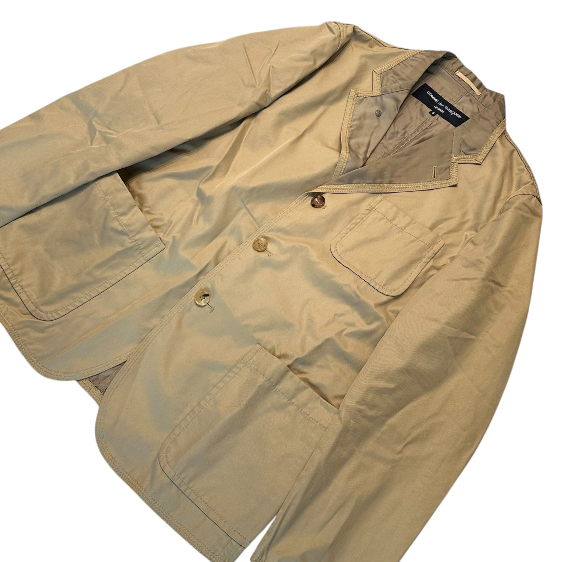 COMME des GARCONS HOMME(コムデギャルソンオム) 04SS Inside-Out Cotton Twill Tailored Jacket インサイドアウト コットン ツイル テーラード ジャケット HM-J002 S ベージュ AD2003