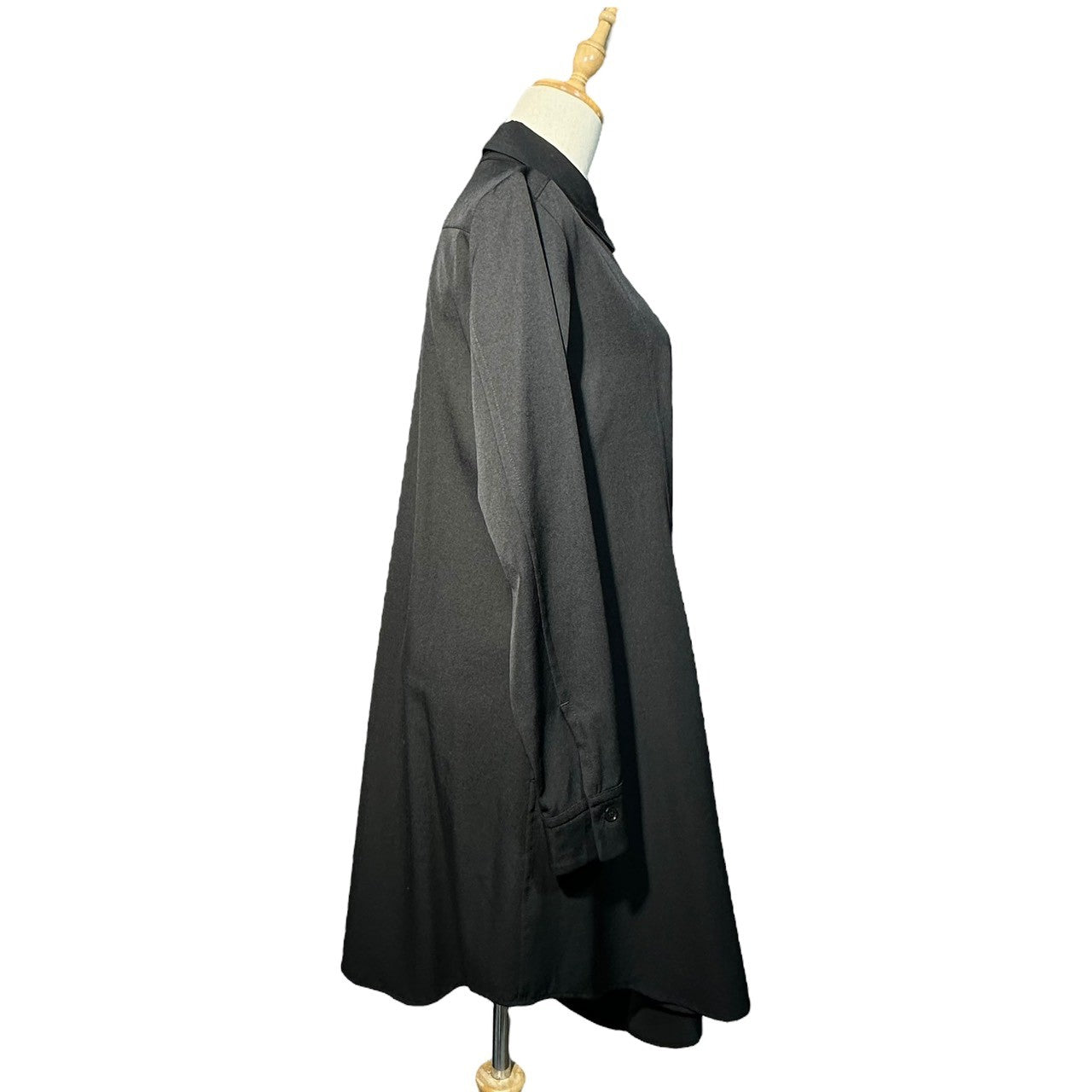 Y's(ワイズ) Wool Gabardine Front Layered Long-Sleeve Long Shirt ウール ギャバジン フロント 重ね 長袖 ロング シャツ YG-J03-100 1(S程度) ブラック