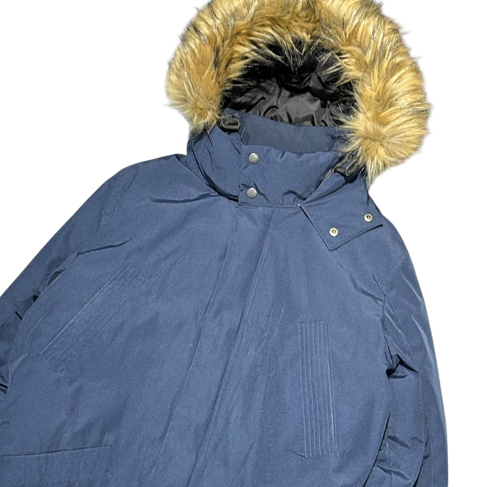 COLE HAAN(コールハーン) Fur-Trimmed Down Jacket ファー付 ダウン ジャケット 53ZAW9036 S ネイビー