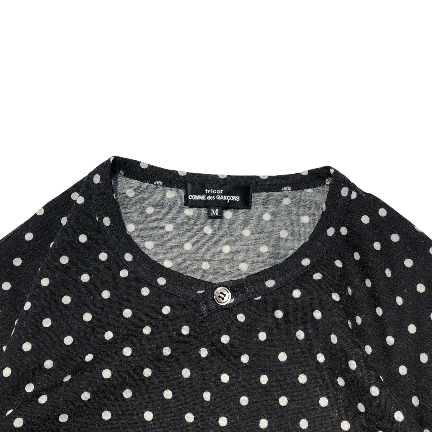 tricot COMME des GARCONS(トリココムデギャルソン) 10SS polka dot wool cardigan ドット柄 ウール  カーディガン TE-T010 M ブラック カットソー 薄手