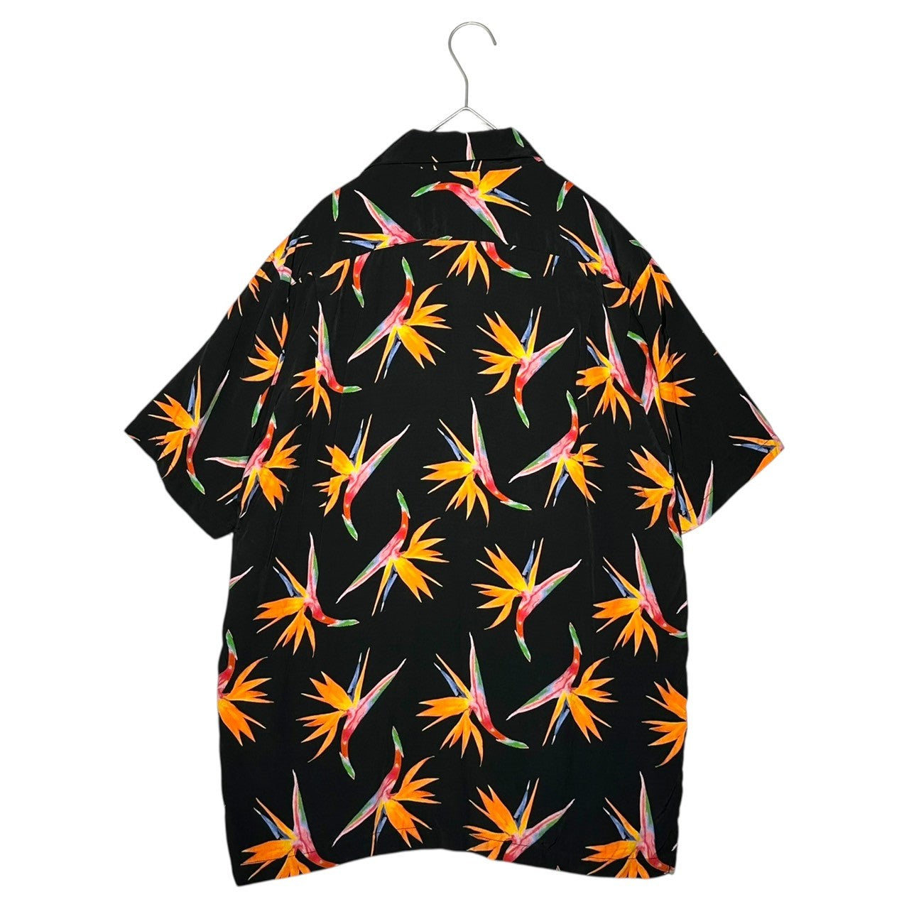 Aloha Blossom(アロハブロッサム) Bird of Paradise Flower Total Pattern Aloha Shirt 極楽鳥花 総柄 アロハシャツ 40(M) ブラック