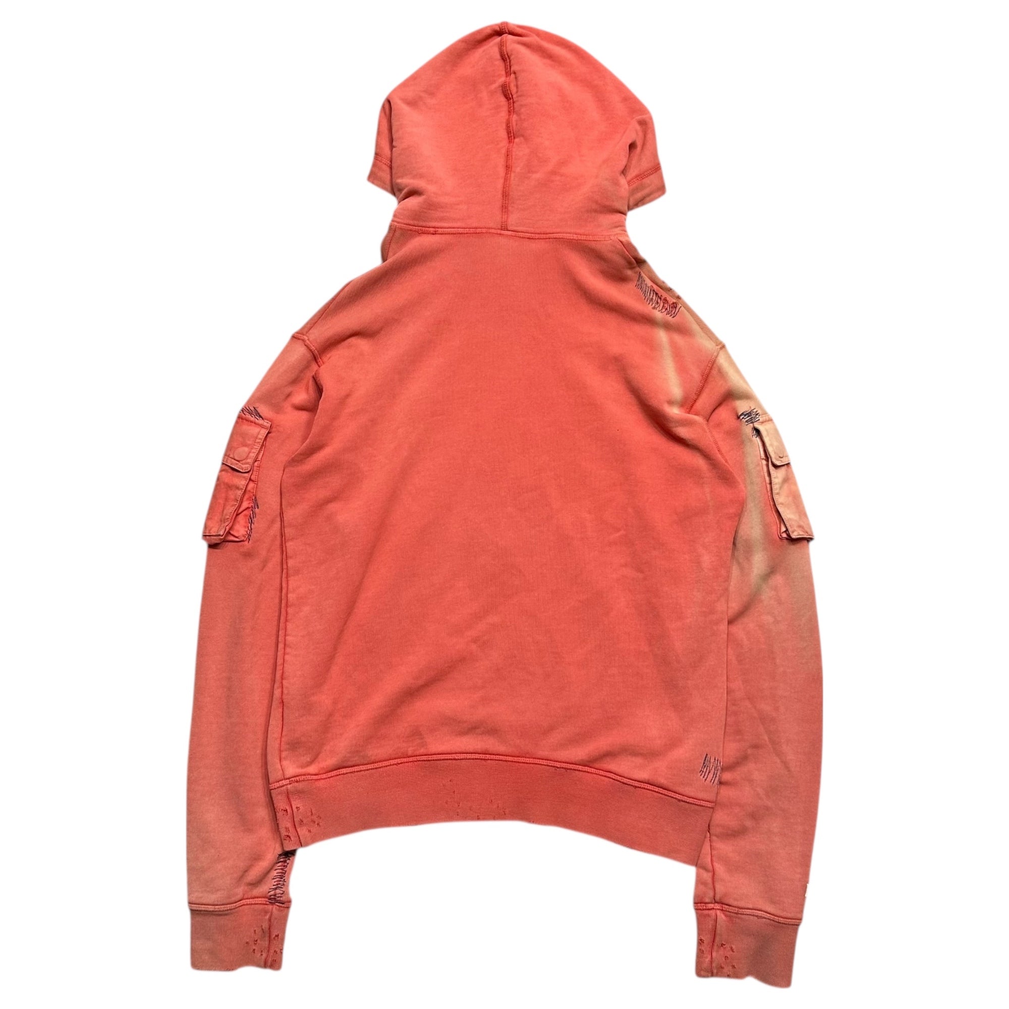 DSQUARED2(ディースクエアード) 09SS Destroy Emblem Print Cargo Pocket Hoodie デストロイ エンブレム プリント カーゴ ポケット フーディー 71 GP239 L ピンク 00's プルオーバー パーカー