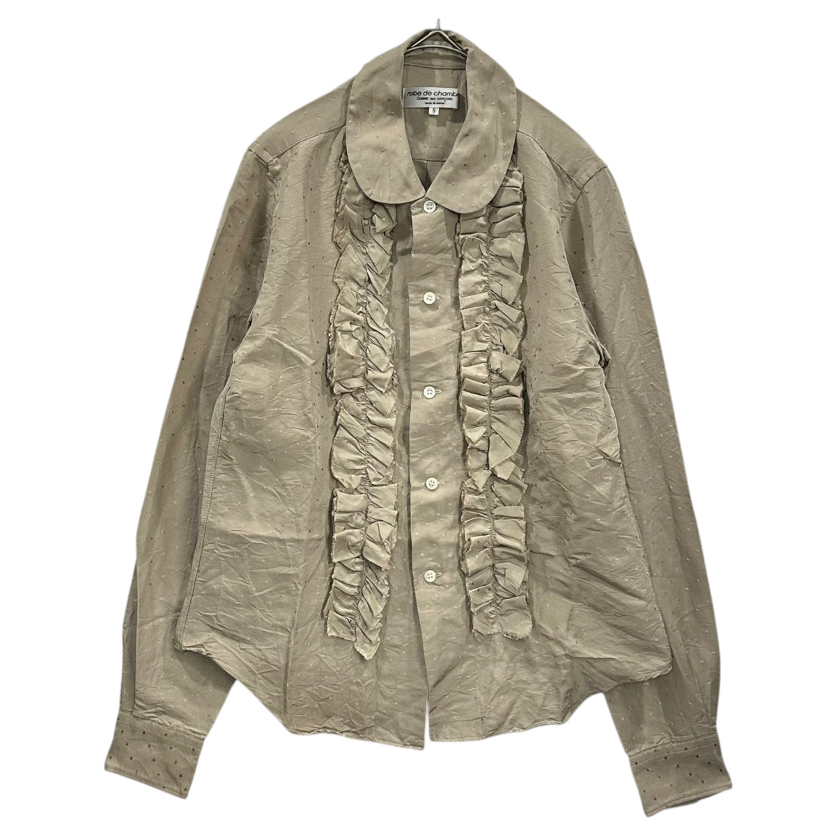 robe de chambre COMME des GARCONS(ローブドシャンブルコムデギャルソン) 2001SS Dotted Frill Silk Blouse ドット フリル シルク ブラウス RB-04002S S ベージュ AD2000 00s アーカイブ