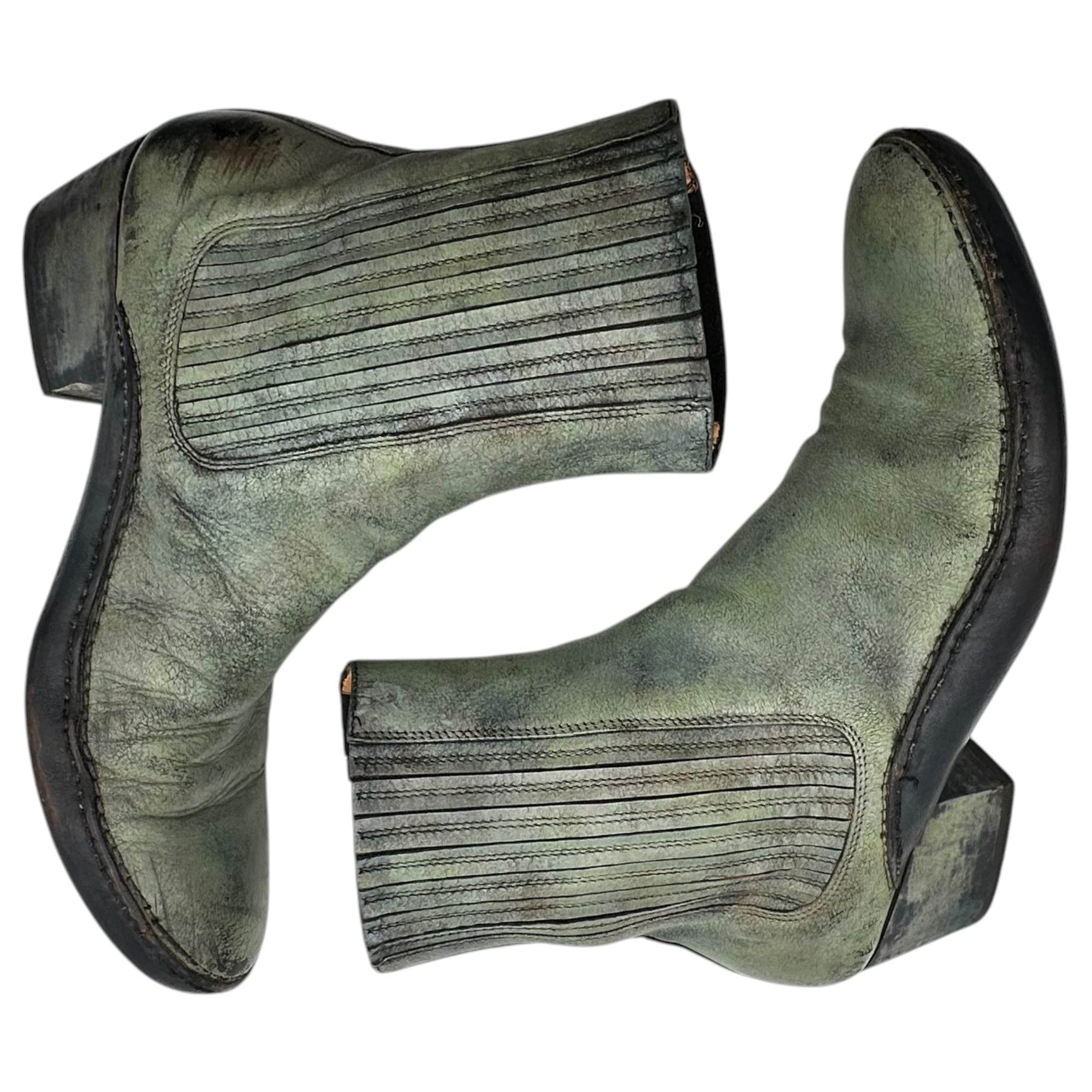 Maison Martin Margiela(メゾン マルタンマルジェラ) 15FW 70’s Replica Western Boots 70年代 レプリカ ウエスタン ブーツ S37WU0254 43 グリーン 2015 アーカイブ Provenence Melbourne, Australia Sole: Opanke construction