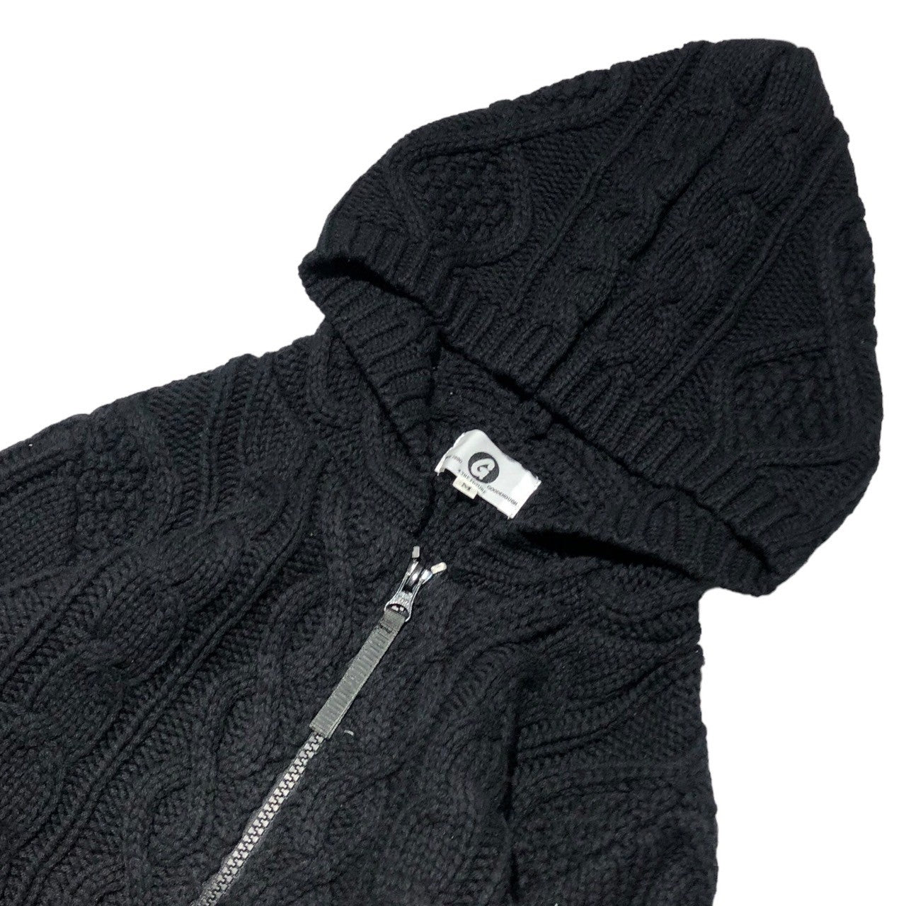 GOODENOUGH(グッドイナフ) 15AW CABLE KNIT ZIP PARKA ケーブルニット ジップアップ パーカー 復刻  GE-155004 M ブラック×レッド