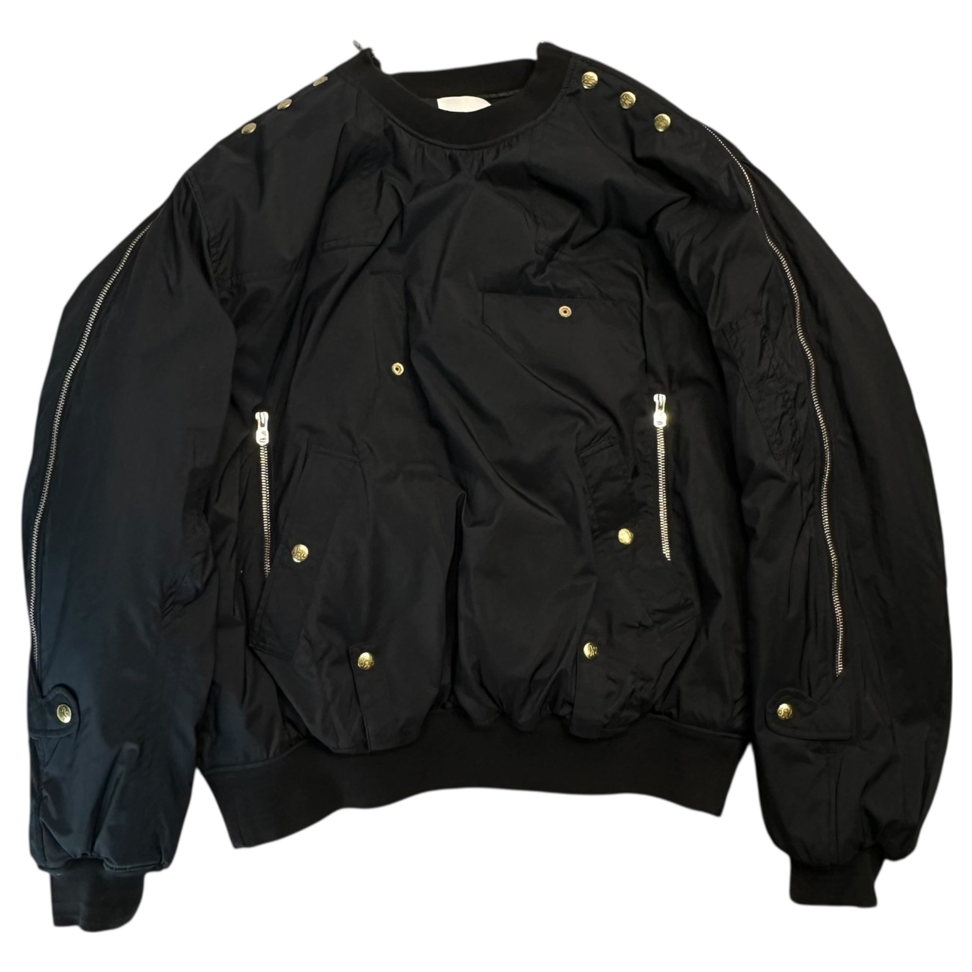 TAKAHIRO MIYASHITA The Soloist.(タカヒロミヤシタザソロイスト) 16AW Zip Design Pullover Bomber Jacket with Insulation ジップ デザイン プルオーバー ボンバー 中綿 ジャケット sj.0023AW16 46(S~M程度) ブラック 宮下貴裕 稀少アイテム