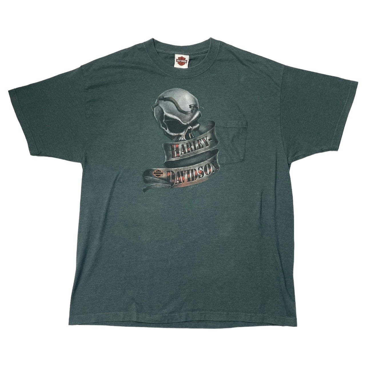 HARLEY DAVIDSON(ハーレーダビッドソン) 00's scull T-shirt ヴィンテージ スカル Tシャツ 骸骨 XL グリーン ©2006 HD　USA製