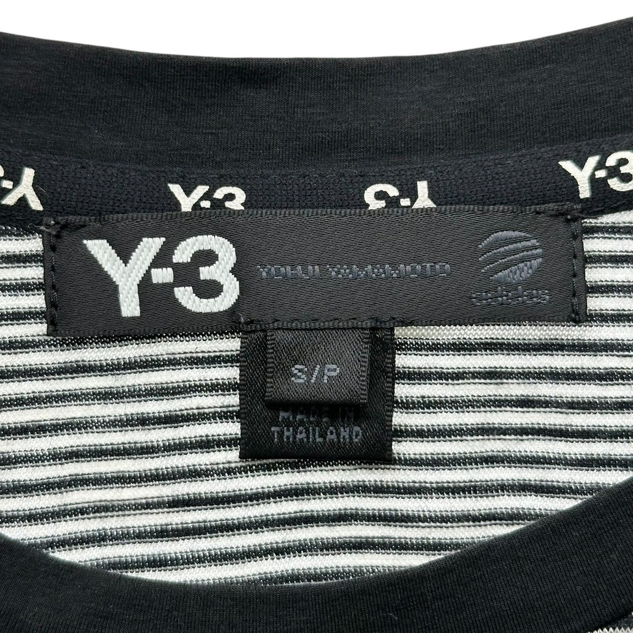 Y-3(ワイスリー) Distorted Border S/S Tee 変形 ボーダー 半袖 Tシャツ E57699 S ホワイト×ブラック