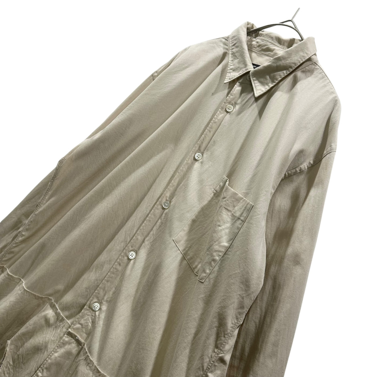 COMME des GARCONS HOMME PLUS(コムデギャルソンオムプリュス) 2023SS ”Another kind of punk” Hem Design Long Shirt アナザーパンク ヘムデザイン ロング シャツ PK-B015 S ベージュ AD2022