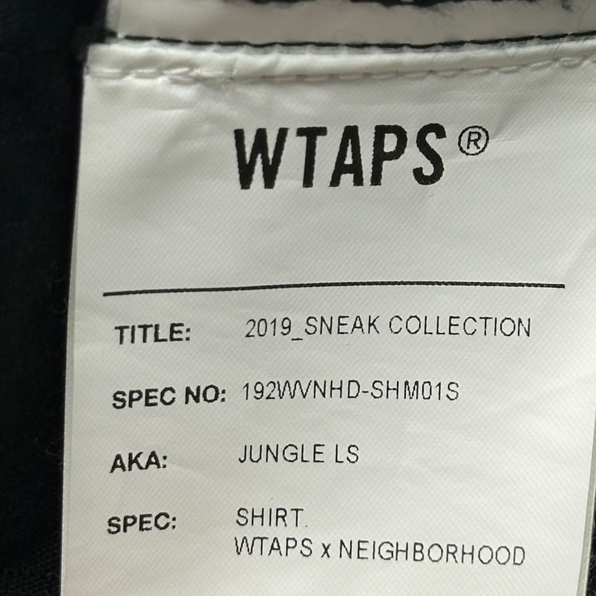 WTAPS×NEIGHBORHOOD(ダブルタップス×ネイバーフッド) 19AW JUNGLE LS SHIRT ジャングル LS シャツ 192WVNHD-SHM01S 03 ブラック ミリタリー ジャケット コラボ クロスボーン