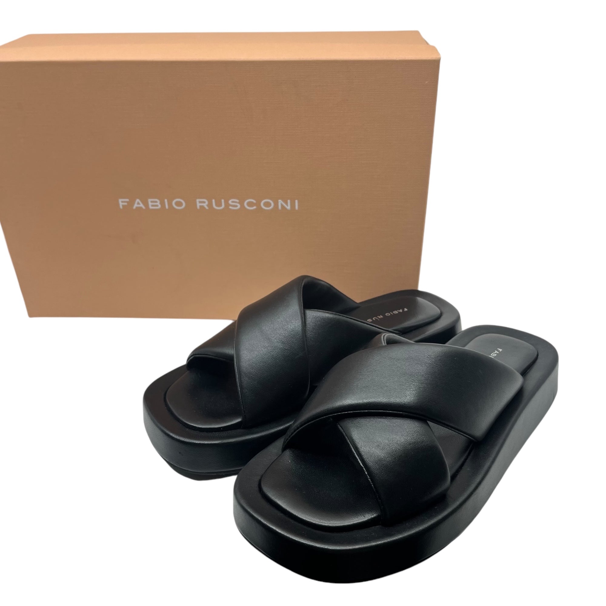 FABIO RUSCONI(ファビオルスコーニ) cross belt footbed sandals クロス ベルト フットベッド サンダル F42104 BL-010 37(23.5-24.0cm) ブラック 参考定価35,200円(税込)