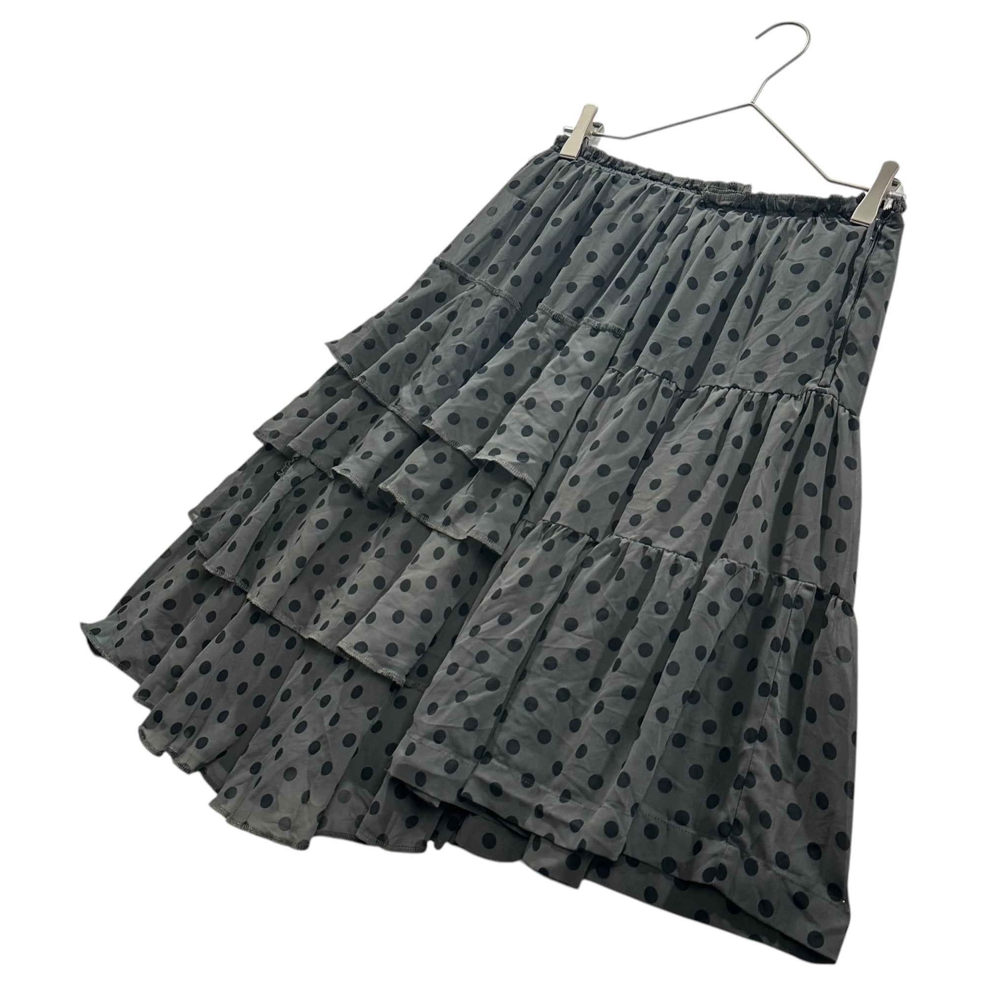 COMME des GARCONS(コムデギャルソン) 2013SS Polka-Dot Sheer Tiered Skirt ドット シースルー ティアード スカート GK-S043 XS グレー×ブラック AD2012