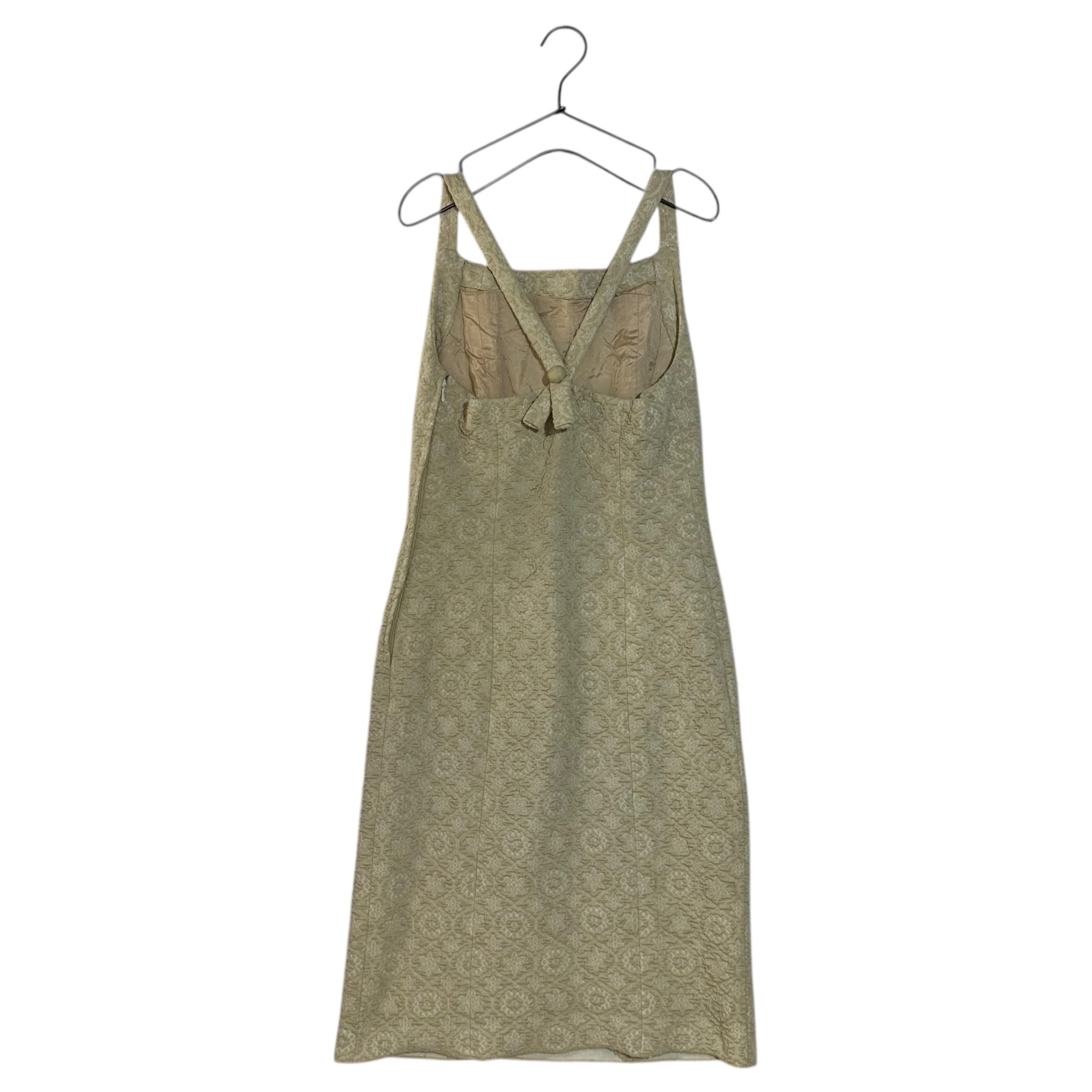 Euro Vintage(ヨーロッパヴィンテージ) Pivoine_70's~ cotton jacquard suspender dress/コットンジャガードサスペンダーワンピース 42(Mサイズ程度) ベージュ