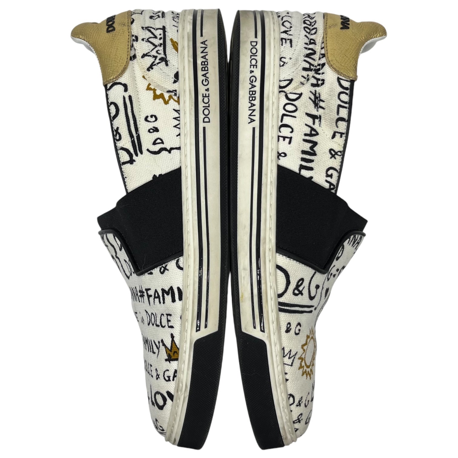 DOLCE&GABBANA(ドルチェ&ガッバーナドルガバ) Graffiti print slip-ons 落書き プリント スリッポン  9(28cm程度) ホワイト×ブラック スニーカー