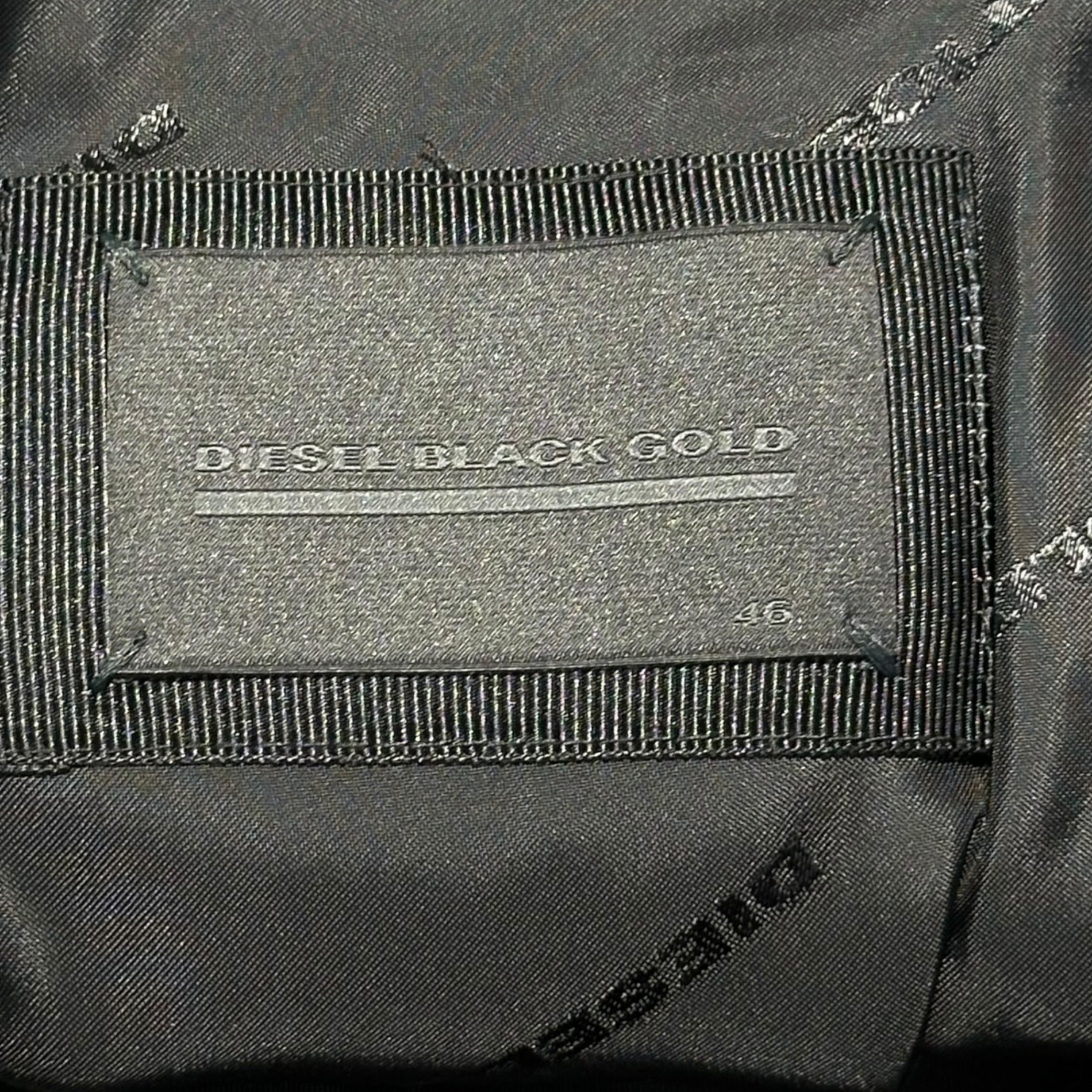 DIESEL BLACK GOLD(ディーゼルブラックゴールド) Broken Setup Jacket ブロークン セットアップ ジャケット JK:46 PT:44 ブラック ダメージ加工 テーラード スラックス パンツ スーツ
