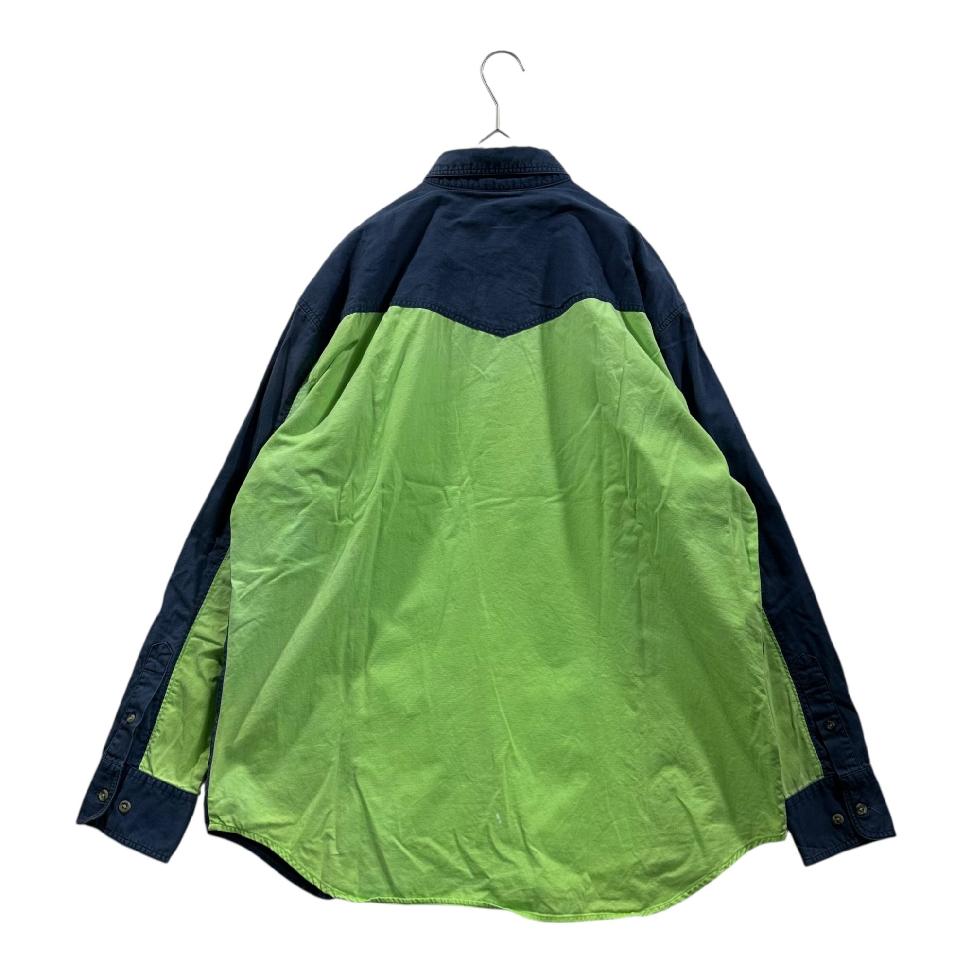 WRANGLER(ラングラー) Vintage BD Switch Shirt ヴィンテージ ボタンダウン 切替 シャツ L グリーン×インディゴ