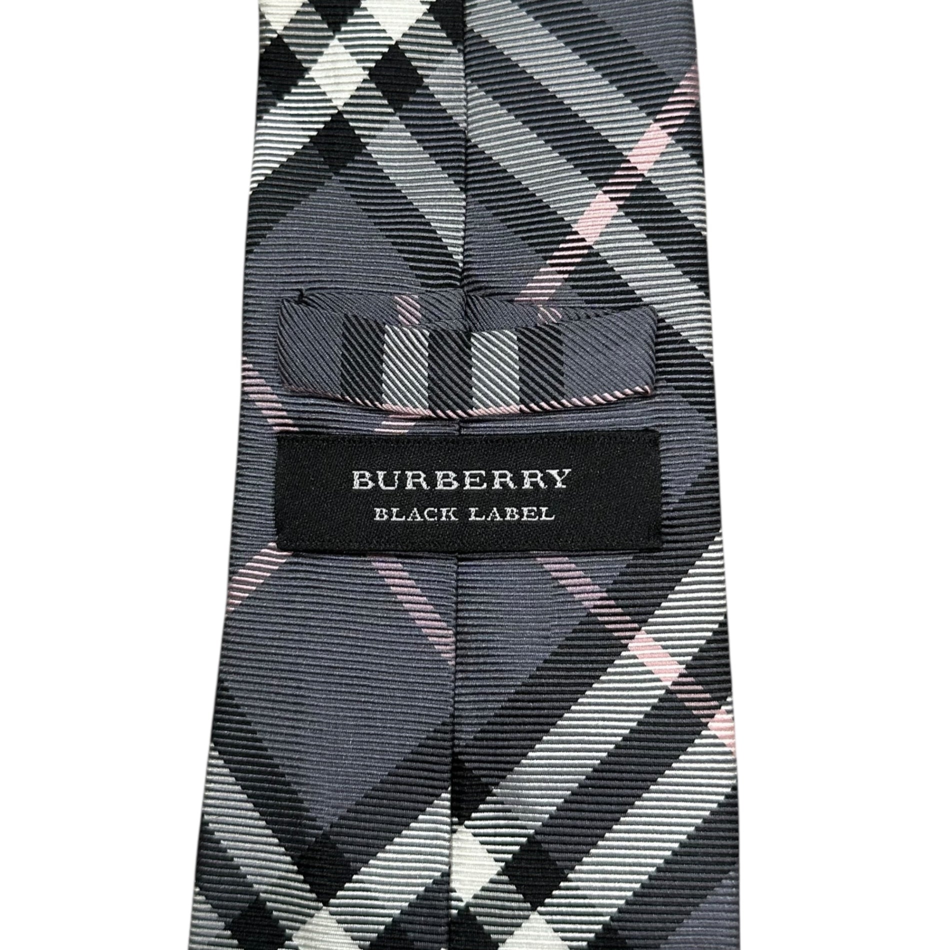 BURBERRY BLACK LABEL(バーバリーブラックレーベル) Nova Check Silk Tie ノヴァチェック シルク ネクタイ グレー×ピンク