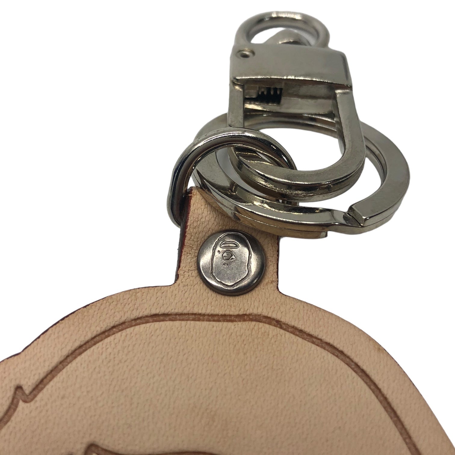 A BATHING APE(アベイシングエイプ) 00's APE face leather keychain エイプ フェイス レザー キーホルダー ヌメ革 デッドストック アーカイブ