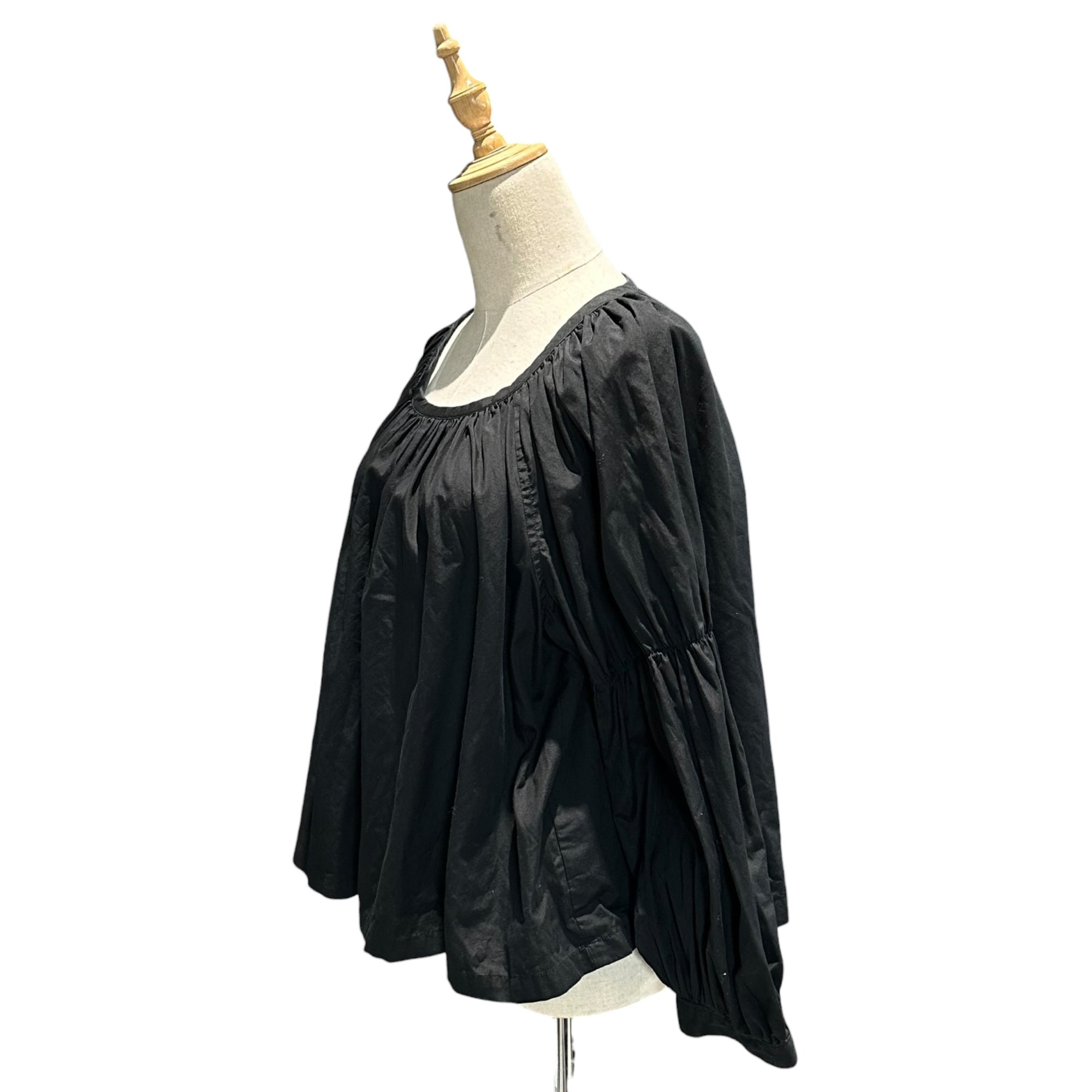 COMME des GARCONS COMME des GARCONS(コムデギャルソンコムデギャルソン) 2020SS Cotton Pongee Gathered Pullover Shirt 綿ポンジ ギャザー プルオーバー シャツ RE-B004 S ブラック AD2019 ブラウス