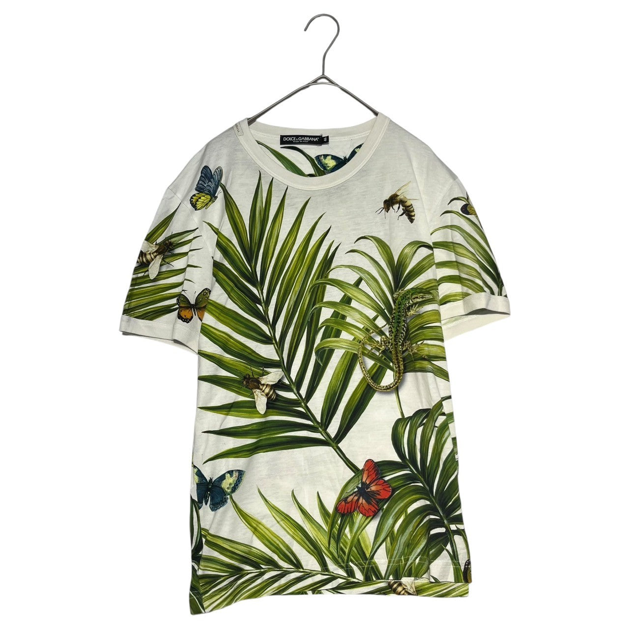 DOLCE&GABBANA(ドルチェ&ガッバーナドルガバ) 17AW Plant & Bee Print T-Shirt 植物 蜂 ハチ プリント Tシャツ G8HI7T/HP7JQ S ホワイト×グリーン