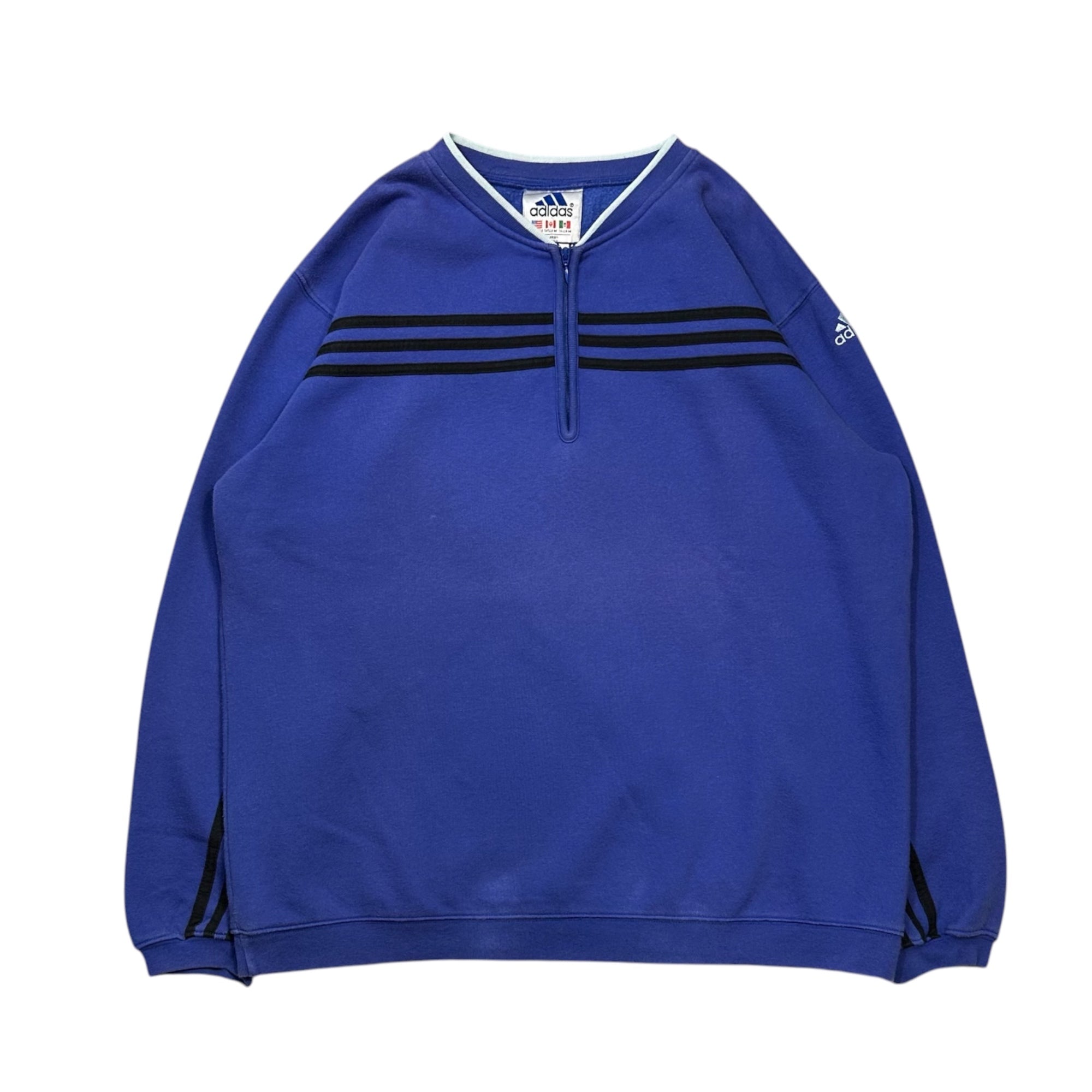 adidas(アディダス) 1990’s Half-Zip Sweatshirt ハーフジップ スウェット M パープル 90年代 万国旗タグ ガイコツ