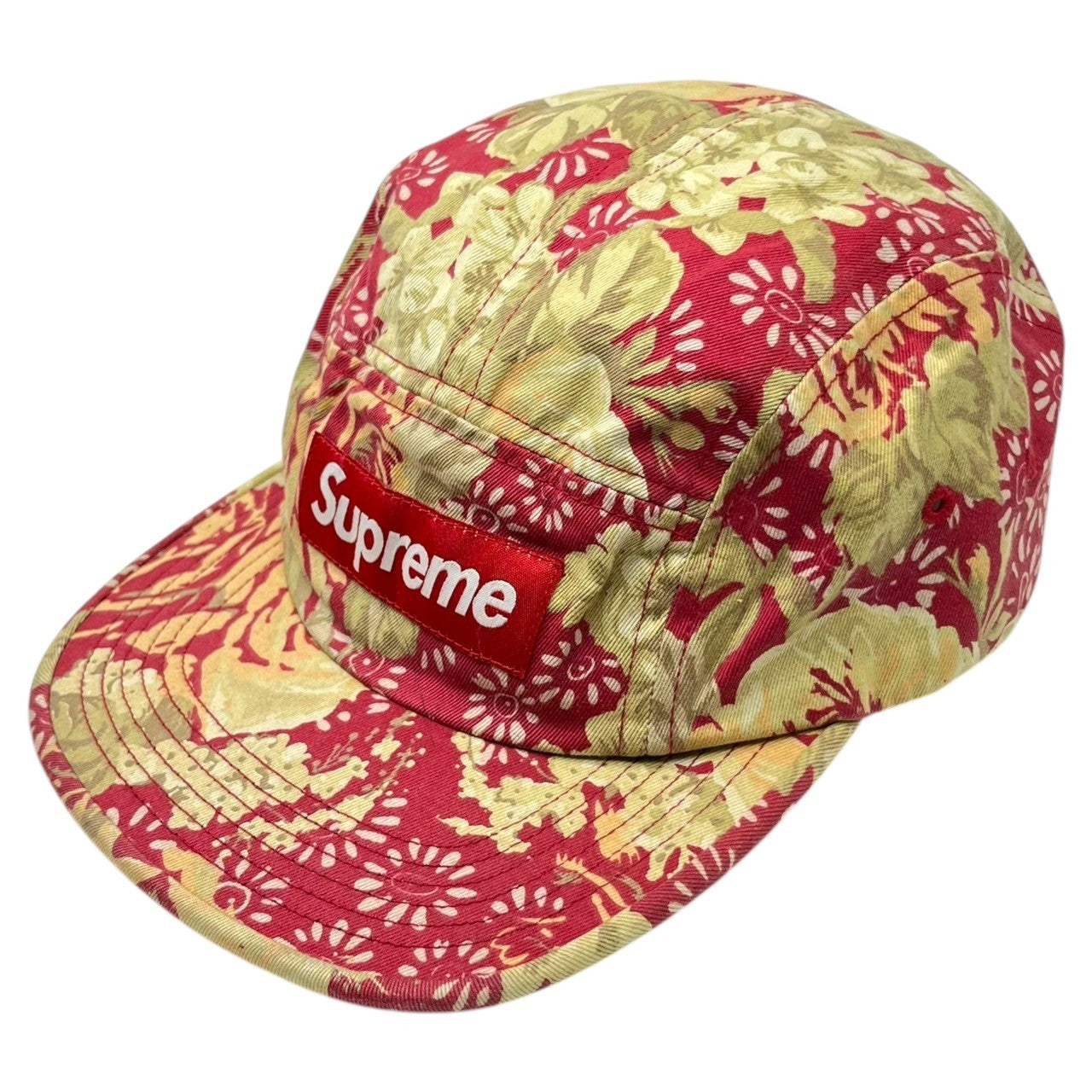 SUPREME(シュプリーム) 18SS Washed Chino Twill Camp Cap ボックスロゴ ウォッシュド チノ ツイル キャンプキャップ 帽子 ベージュ×レッド