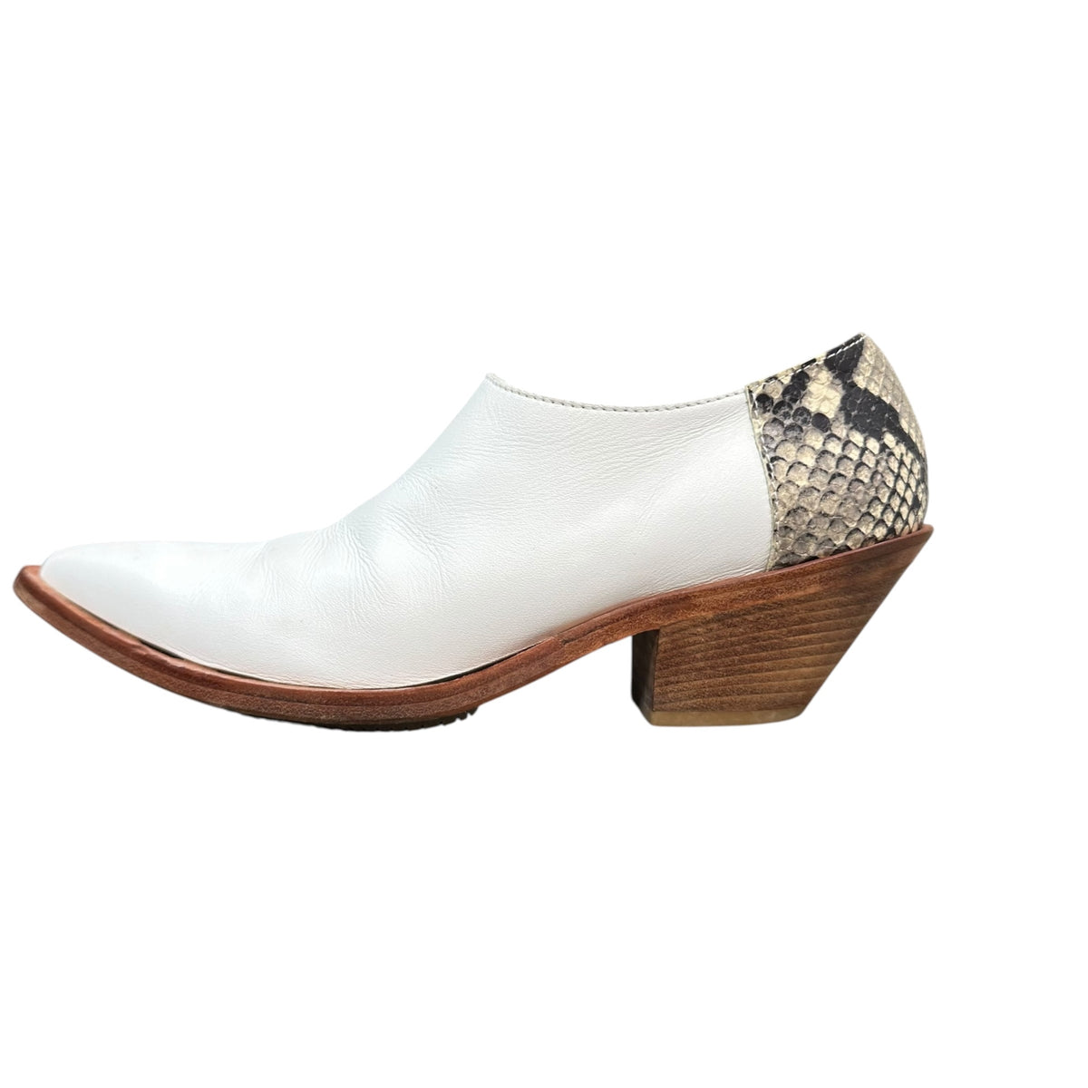 JUNYA WATANABE(ジュンヤワタナベ) Back-Python Paneled Pointed-Toe Leather Shoes バック パイソン 切替 ポインテッド トゥ レザー シューズ S(23.0cm程度) ホワイト