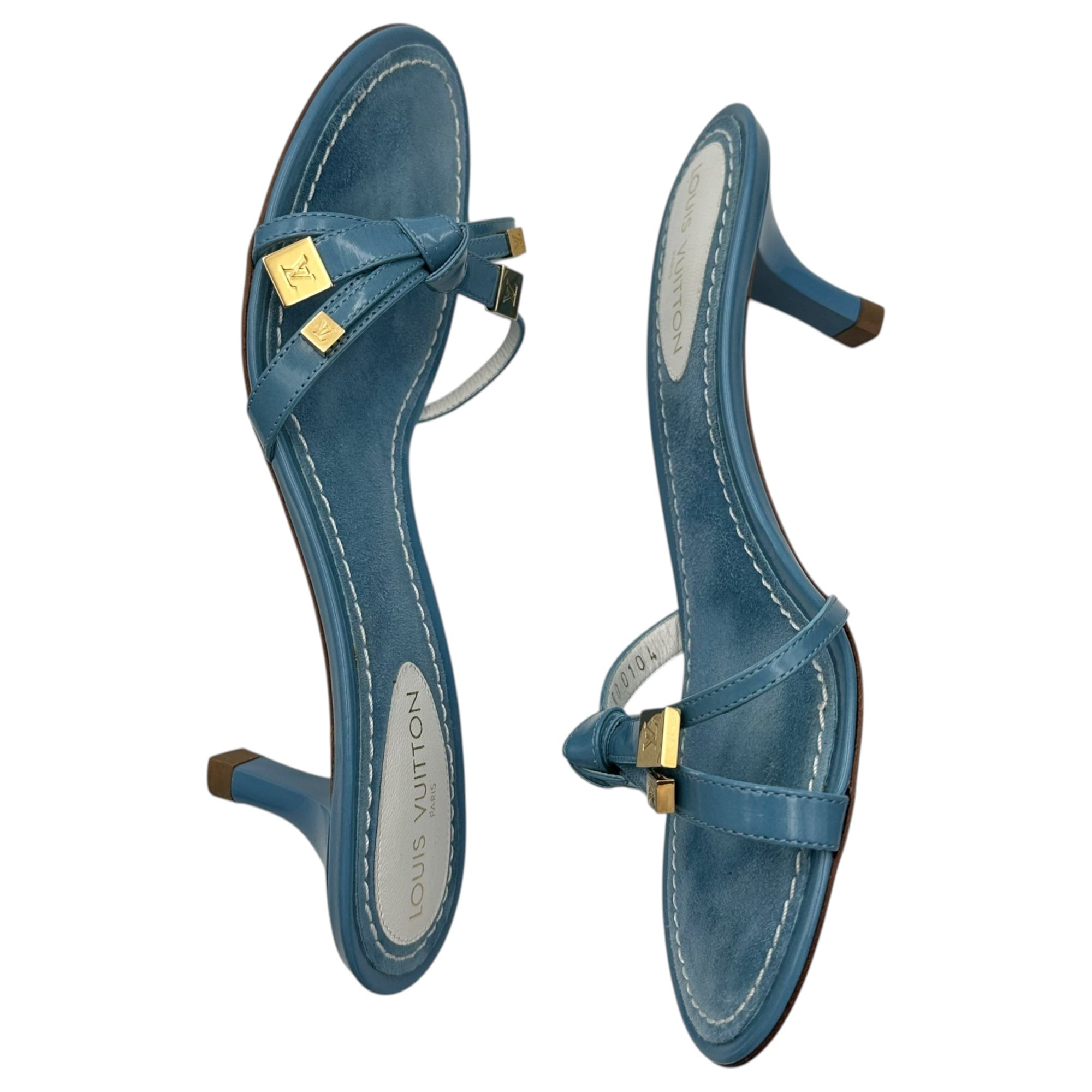 LOUIS VUITTON(ルイヴィトン) Vernis Ribbon Mules ヴェルニ リボン ミュール 35(22.5cm程度) スカイブルー RO0104 サンダル