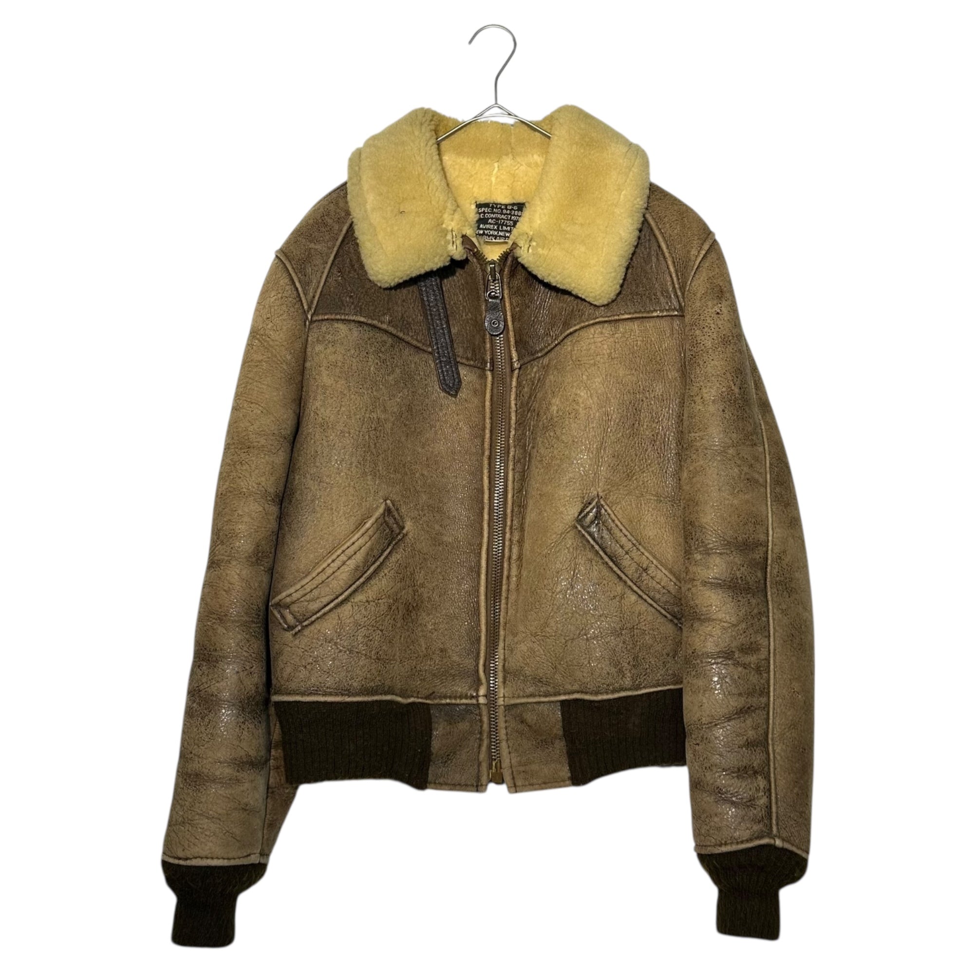 AVIREX(アヴィレックス) 80's~90's TYPE B-6 Mouton Flight Jacket ボア ムートン フライト ジャケット 94-3888 34(XS程度) ブラウン レザー